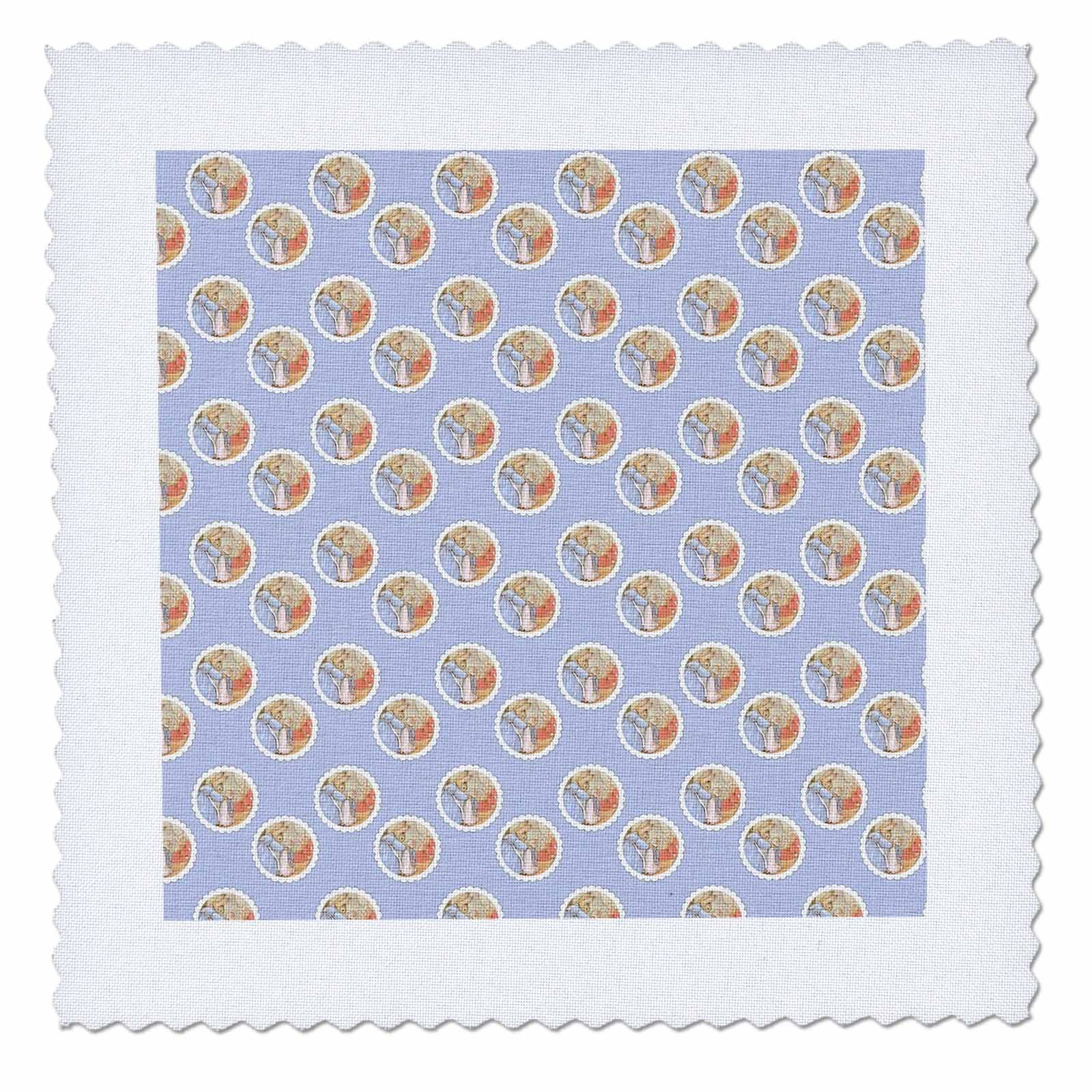 3D Rose Peter Rabbit Family Vintage Art Quilt Square - 12x12 Inch - Classic Children's Storybook Design for Nursery Decor, Baby Shower Gift, and Quilting Projects (qs_79396_4)