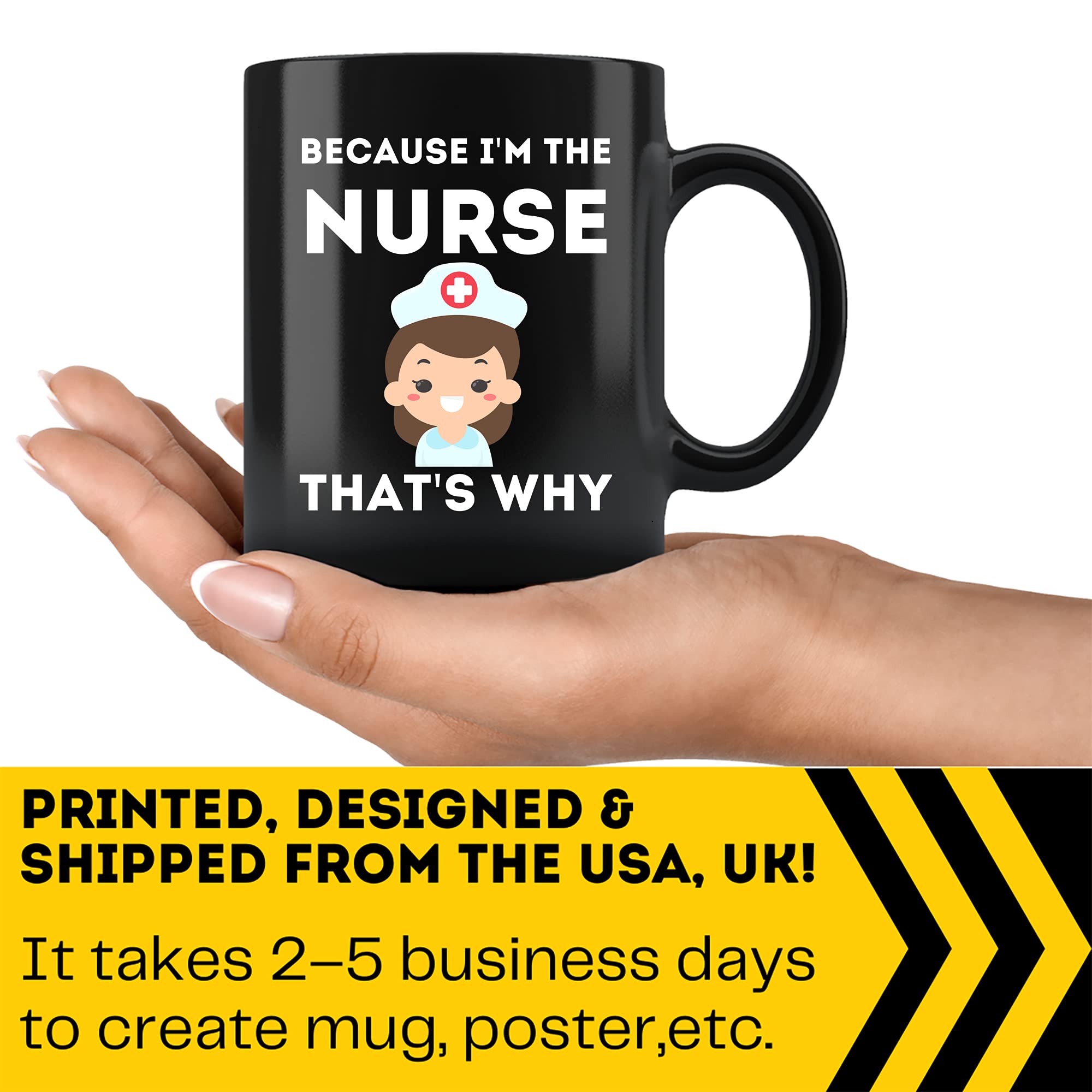 RN Nurse Coffee Mug - 11Oz Black Ceramic Cup for Registered Nurses, Perfect for Nurses Week Gifts, Office Use & Coffee Breaks