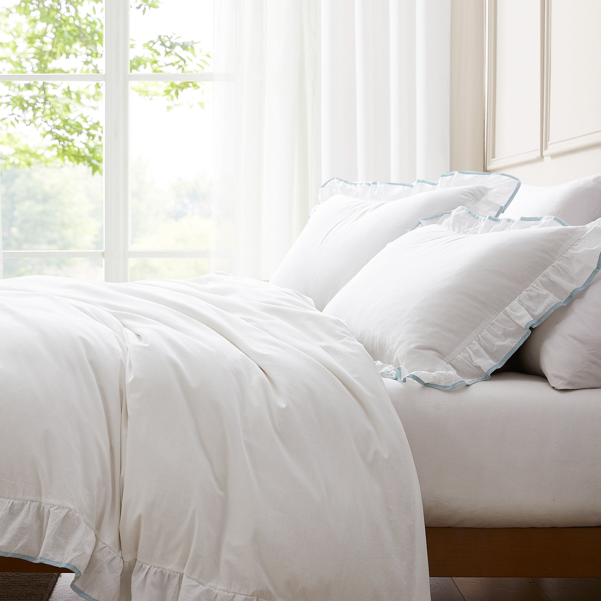 Premium Reyna Contrast Edge Cotton Duvet Cover Set - Soft & Breathable Bedding for Comfortable Sleep - Perfect for Master Bedroom, Guest Room & Dorm Decor