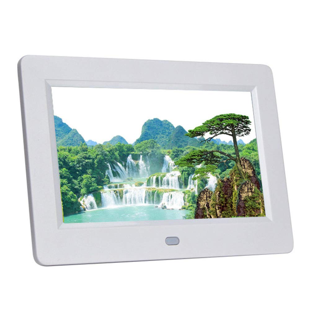 7 Inch Digital Photo Frame - 1024x600 HD IPS Screen, Electronic Picture Frame with Remote - Supports MMC/SD Card, Plays Photos/Music/Videos, Calendar & Clock Display - Perfect for Home, Office, and Gift Giving