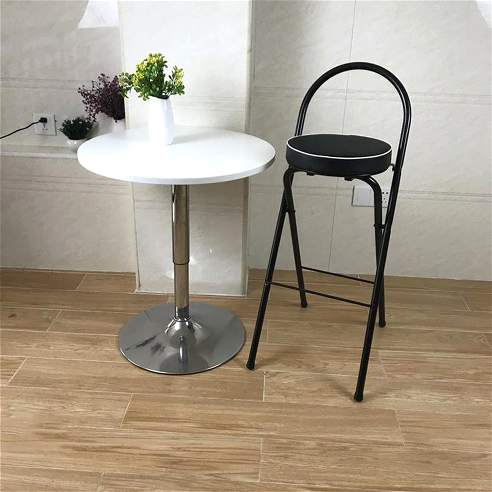 Foldable High Stool - 70cm Portable Folding Chair for Home, Bar, Counter & Cash Register - Lightweight & Durable Leisure Stool in Black - Perfect for Indoor & Outdoor Use, Parties, Camping & Small Spaces