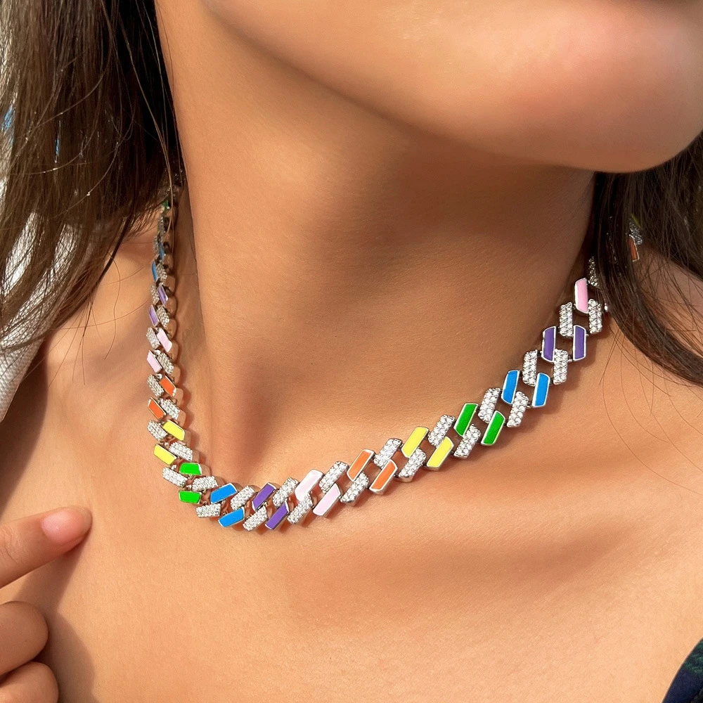 Rainbow Rhombus Diamond Necklace for Women - Elegant Cubic Zirconia Pendant Jewelry Gift for Birthday, Anniversary & Special Occasions