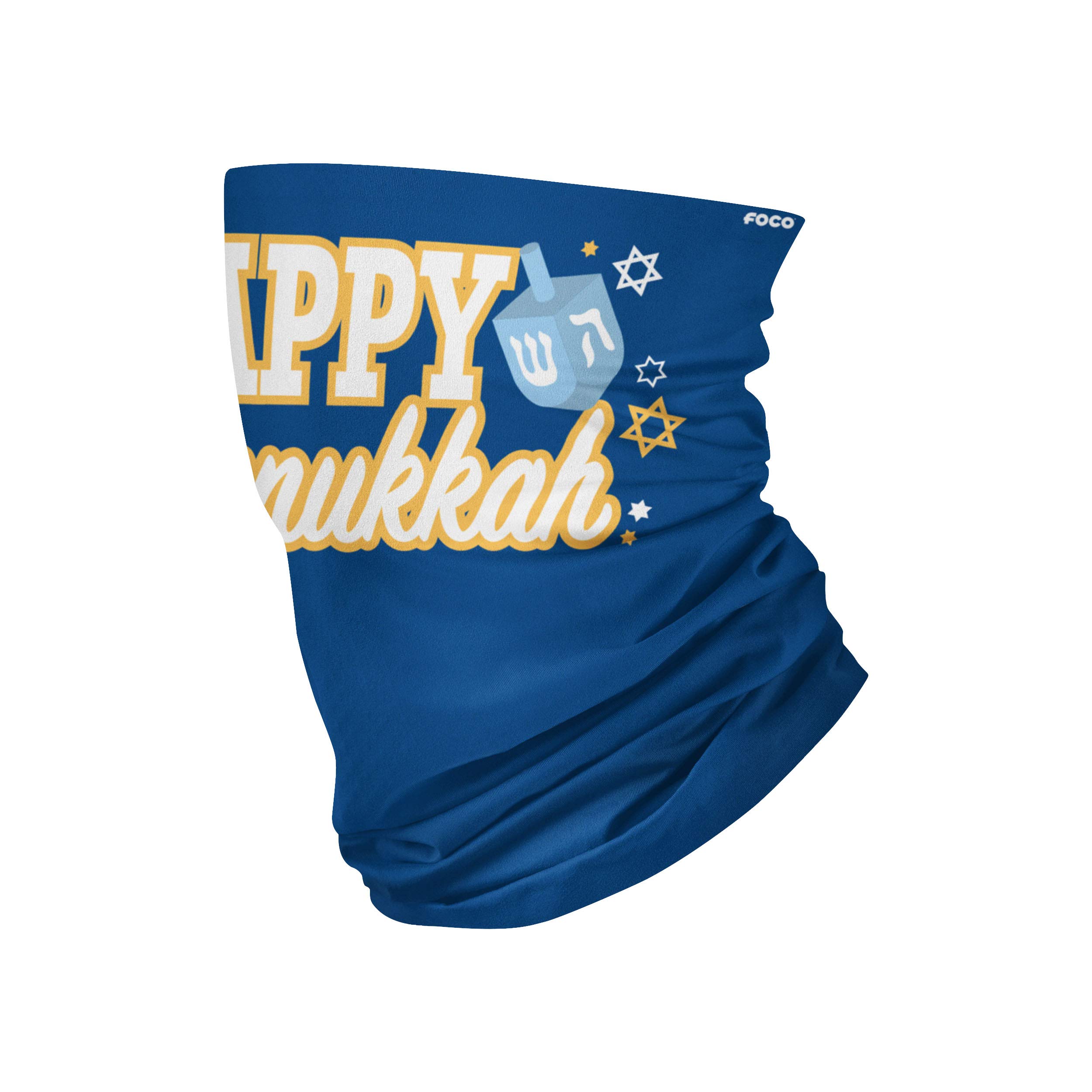 FOCO Happy Hanukkah Neck Gaiter Scarf - Warm Fleece Face Mask for Winter, Hanukkah Gifts for Men & Women - Perfect for Outdoor Activities, Skiing, Snowboarding & Holiday Celebrations