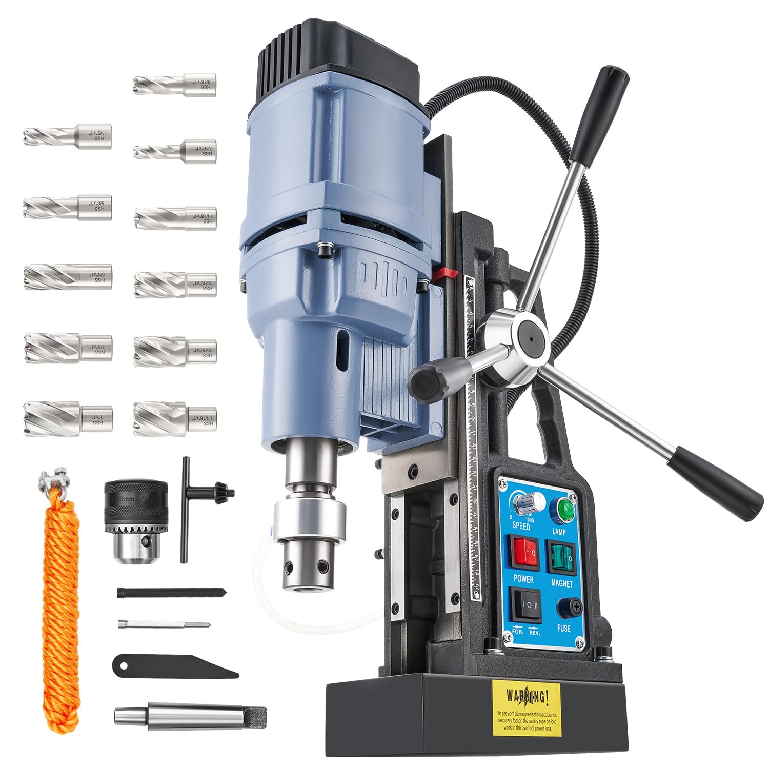 ZELCAN 1550W Magnetic Drill Press with 11 Drill Bits - 2