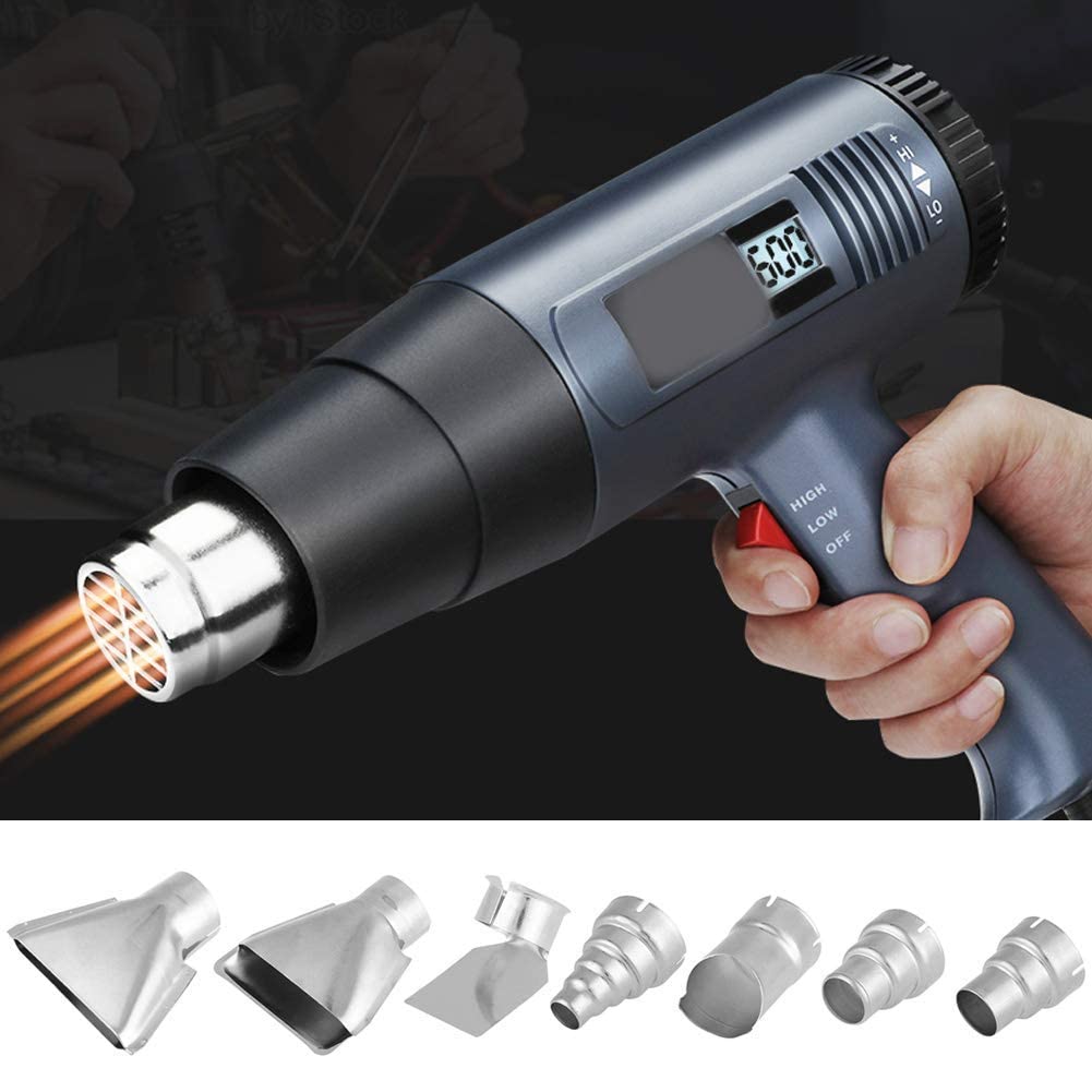 7Pcs 35mm Stainless Steel Heat Gun Nozzle Kit - Professional Hot Air Gun Attachments for Soldering, Shrinking & Crafting - Perfect for DIY, Electronics Repair & Home Improvement Projects