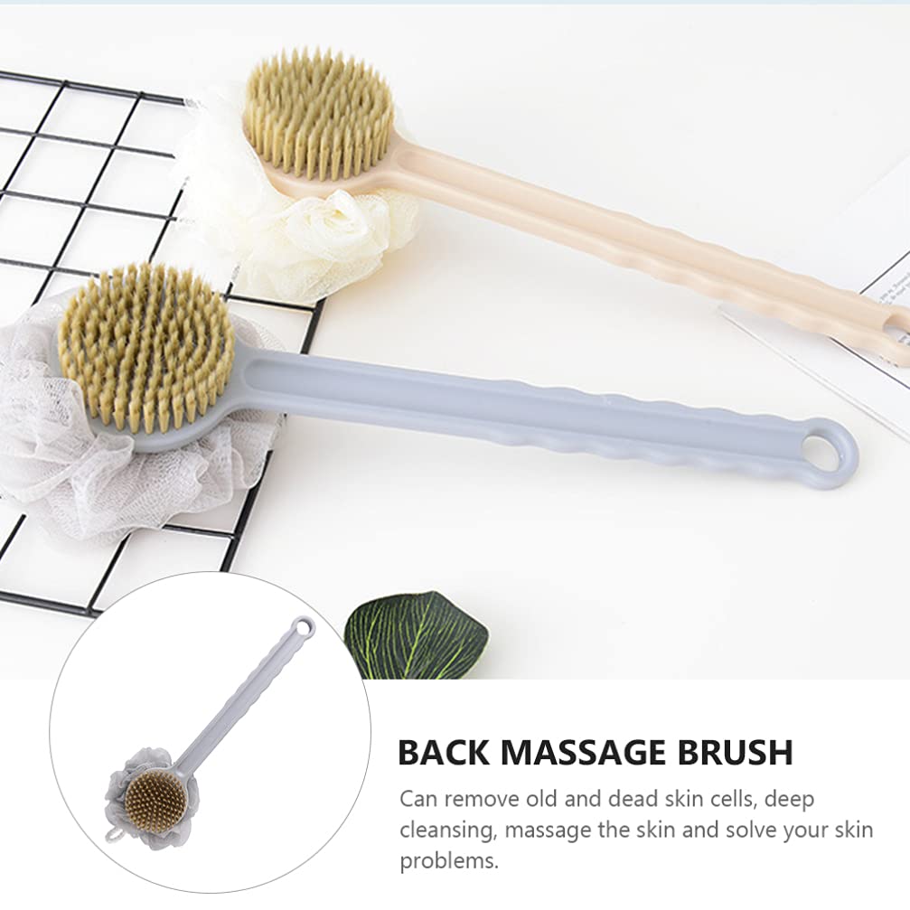 Double Sided Bath Brush with Long Handle - Exfoliating Back Scrubber for Shower, Body Wash & Massage - PBT Loofah Sponge for Men & Women - Perfect for Deep Cleaning & Relaxing in Bath or Shower
