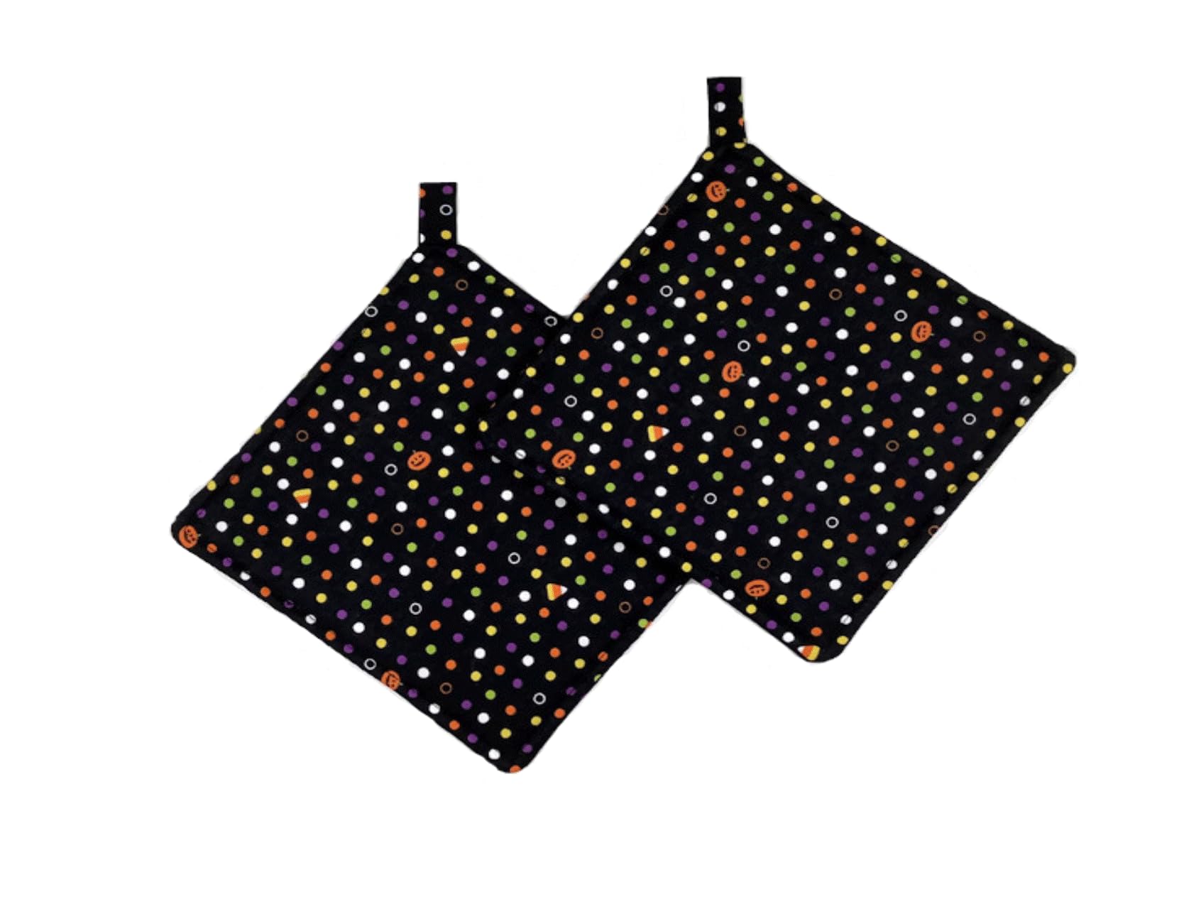 Mini Pumpkin Dots Pot Holders Set of 2 - 6x6 Inch Heat Resistant Hot Pads for Kitchen, Baking & Cooking - Perfect for Thanksgiving & Fall Decor