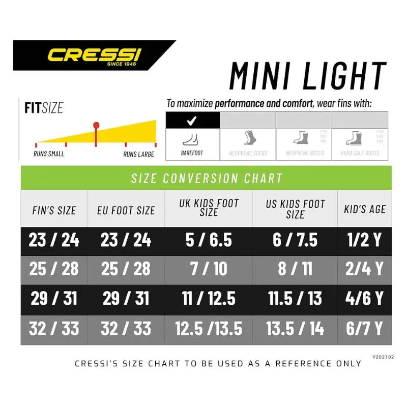 Cressi Mini Light Kid Flippers - Comfortable Swim Fins for Children | Perfect for Pool, Beach & Snorkeling Adventures