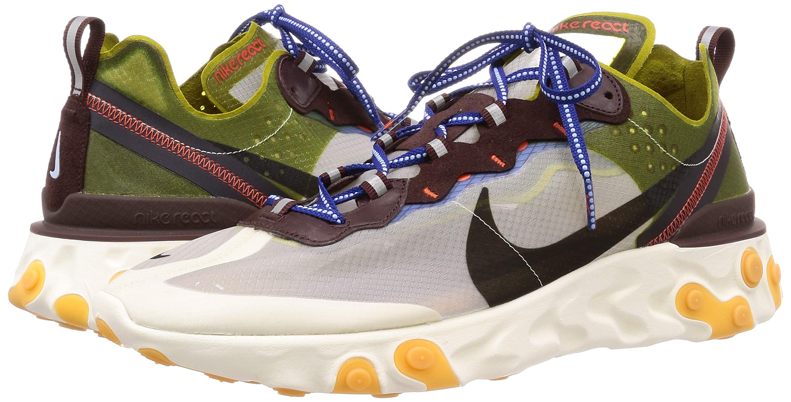 Nike React Element 87 Running Shoes for Men - Size 13 US | Moss/Black Synthetic | Lightweight Cushioned Sneakers for Jogging, Gym Workouts & Casual Wear