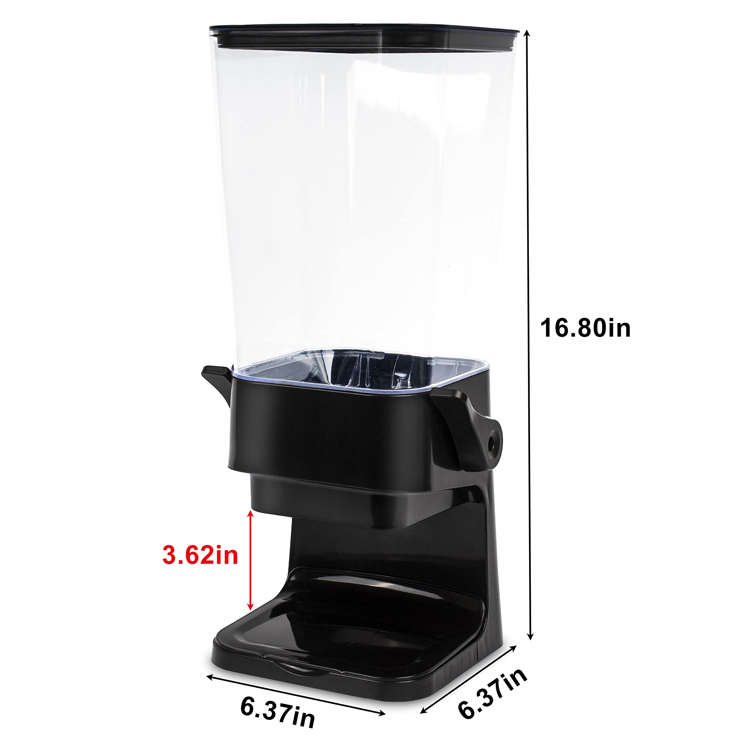 5L Cereal Dispenser with Lids - Countertop Kitchen Storage Container for Rice, Grains, Nuts, Oatmeal & Pet Food - Perfect for Pantry Organization & Meal Prep (2-Pack, Black)