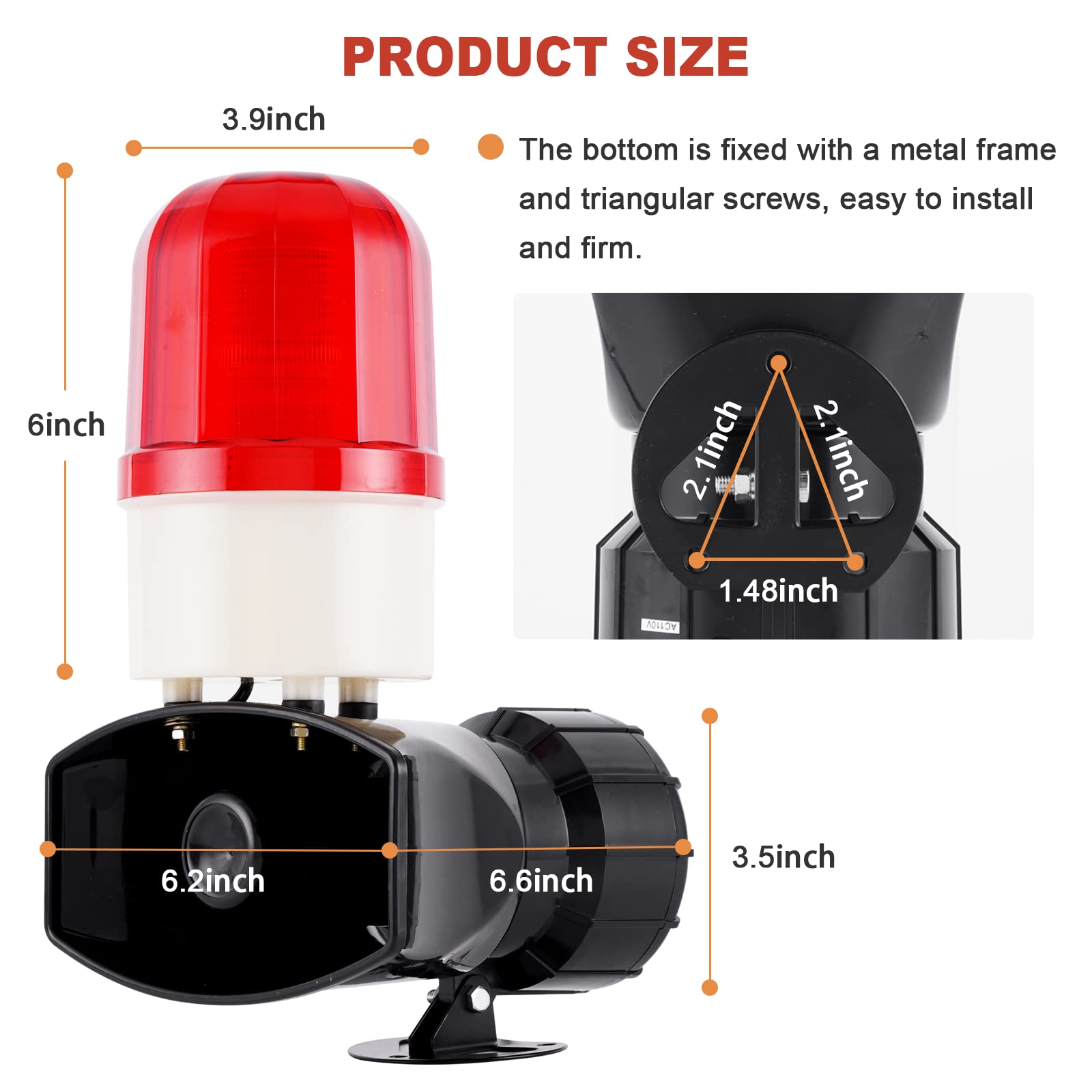 115dB Loud Alarm Siren with Strobe Light - 60W Industrial LED Warning Horn for Security & Emergency (DC12V LTE-1101) - Perfect for Factories, Warehouses & Parking Lots