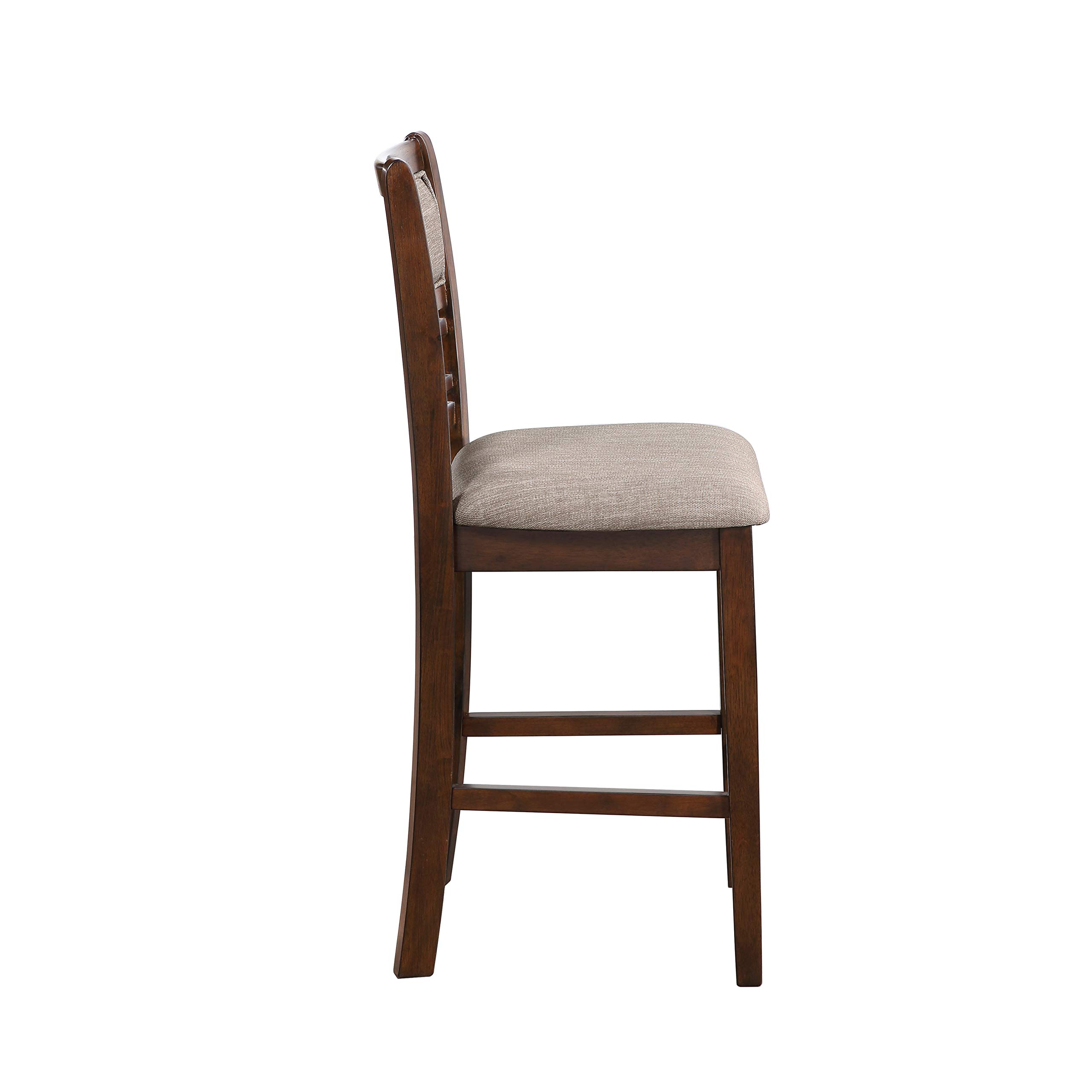 Classic Gia Counter Table Set with 2 Dining Chairs & Storage Shelf - 30 Inch Cherry Brown - Perfect for Small Kitchens, Breakfast Nooks & Studio Apartments