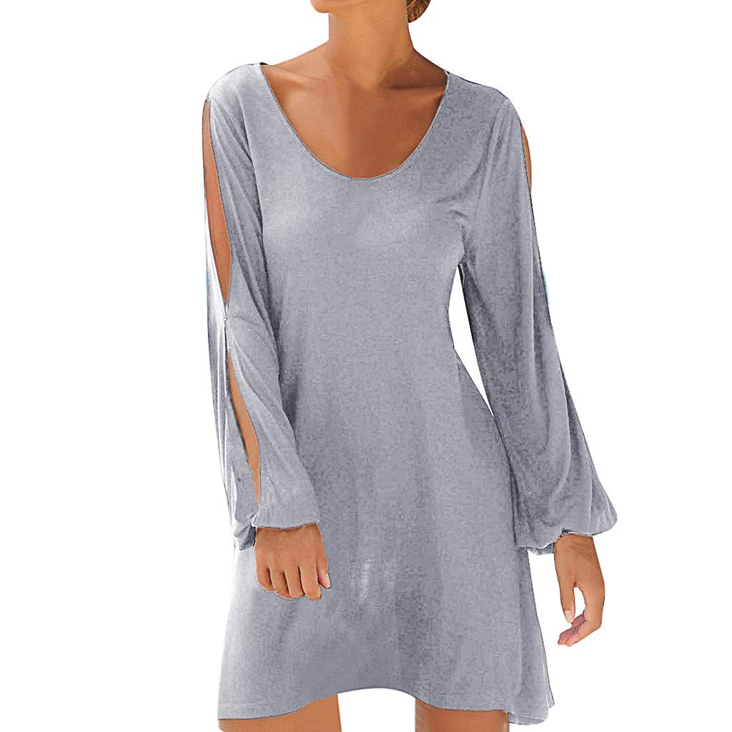 FONMA Women's Casual Hollow Out Sleeve Mini Dress - Summer Beach Party Sundress, Flowy A-Line O-Neck Dress for Vacation, Date Night & Outdoor Activities