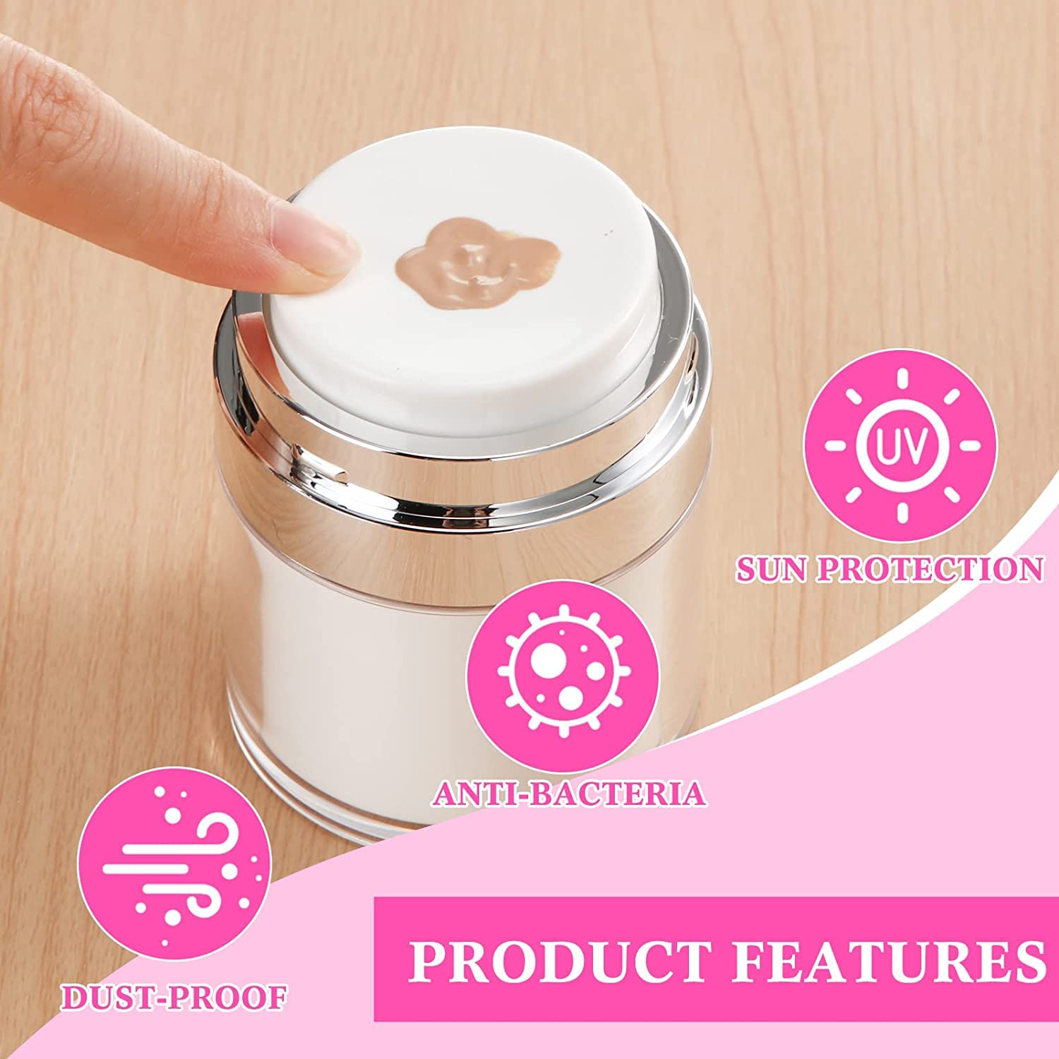 STHITI 30ml Airless Pump Bottles - Leakproof Acrylic Vacuum Cosmetic Containers for Face Cream, Lotion, Foundation & Serums | Refillable Travel-Friendly Skin Care Jars | Perfect for Makeup Storage & On-the-Go Beauty Routine