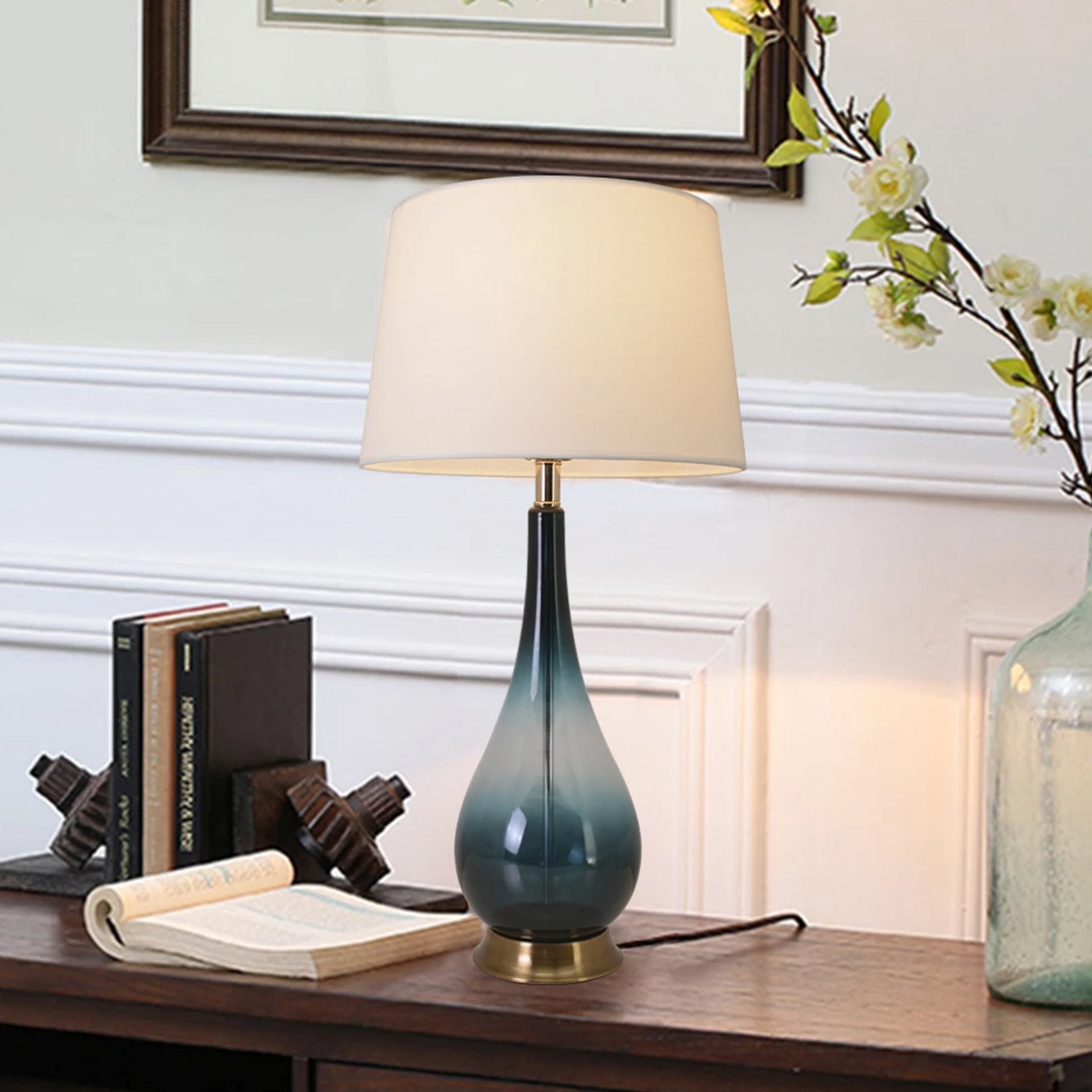 Tulip Big Translucent Ombre Glass Table Lamp Set of 2 - 30 Inch Modern Home Decor Lighting for Living Room, Bedroom & Office