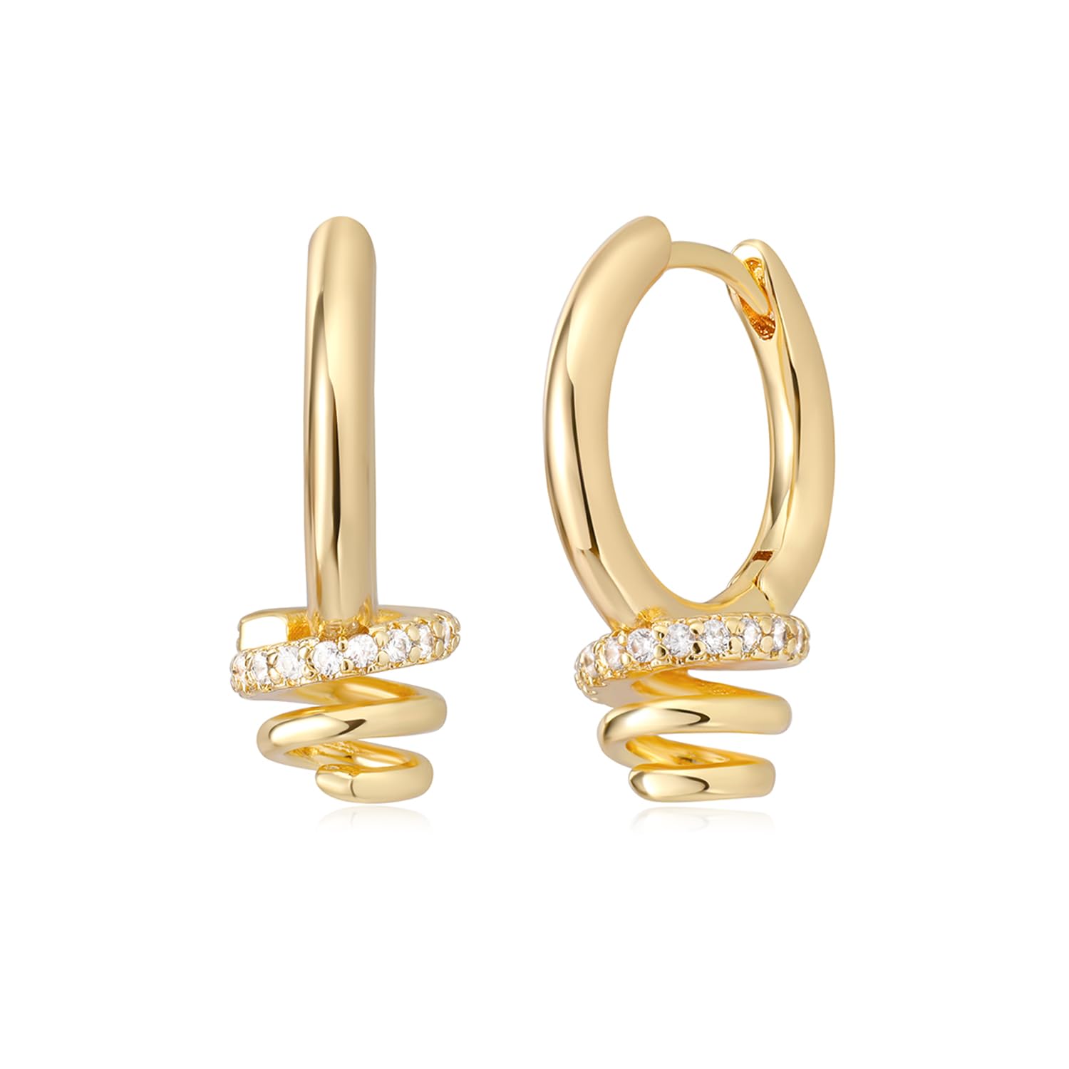 MYEARS 14K Gold Plated Women's Hoop Huggie Earrings - Small Simple Hypoallergenic Everyday Jewelry for Work, Dating & Special Occasions
