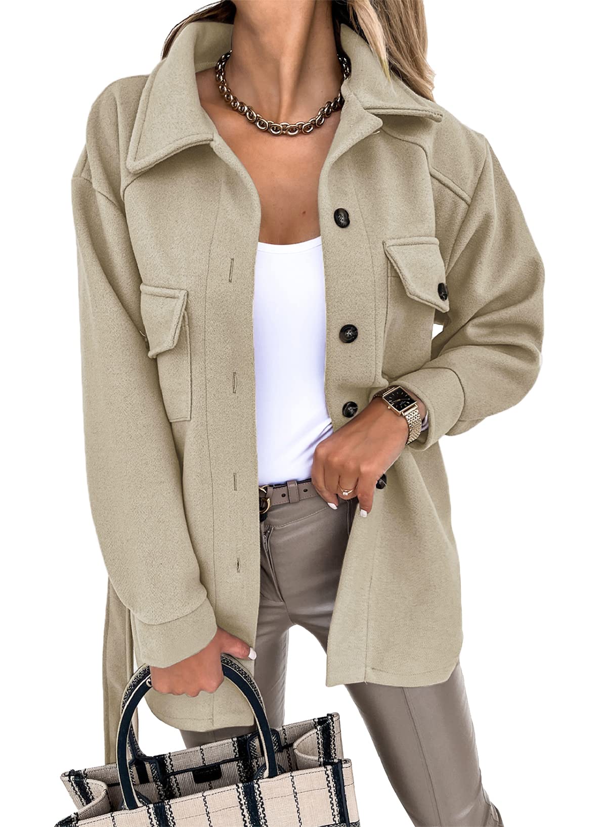 Sidefeel Women's Single Breasted Pea Coat Trench Coat with Belt - Stylish Winter Outerwear for Office, Dating & Formal Occasions