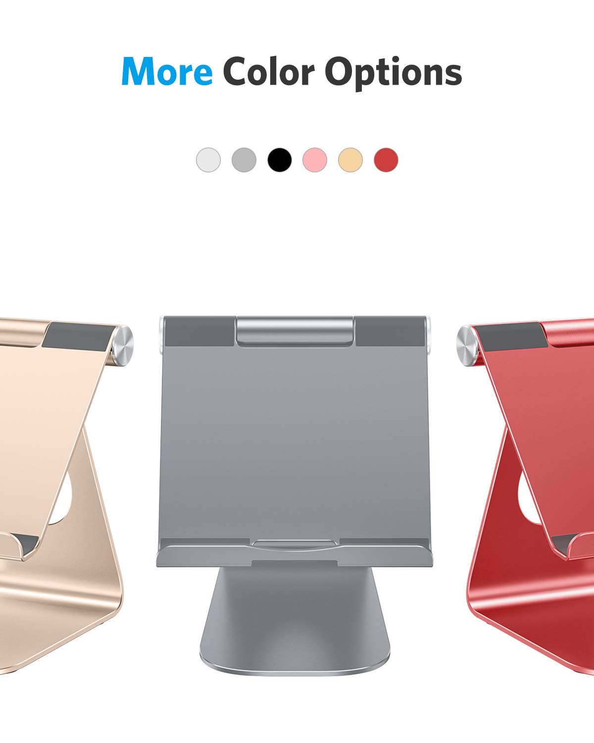 OMOTON Adjustable Aluminum Tablet Stand Holder - Compatible with iPad Air/Mini, iPad 10.2, iPad Pro 11/12.9, Samsung Galaxy Tab & More (Up to 12.9