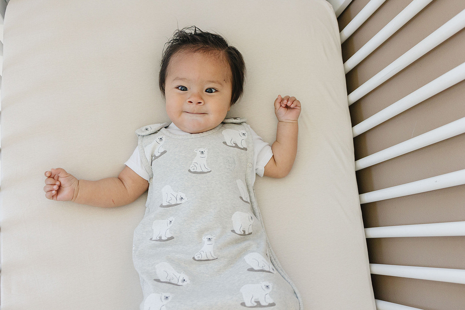 4 Season Baby Sleep Sack - Merino Wool & Organic Cotton Sleeping Bag for Infants 2 Months to 2 Years - Polar Bear Design for Cozy Nursery & Travel Use