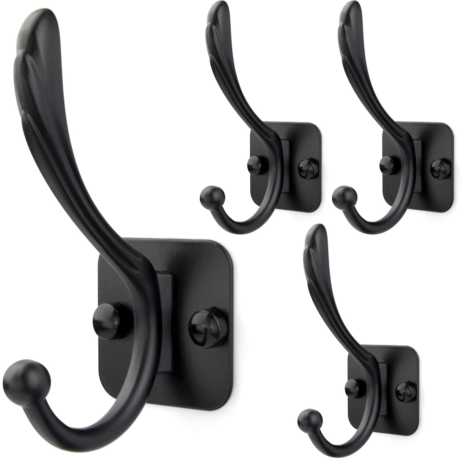 Heavy Duty Coat Hooks Wall Mounted - 4 Pack Hangers for Jackets, Hats, Bags & Accessories - Perfect for Entryway, Closet & Mudroom Organization