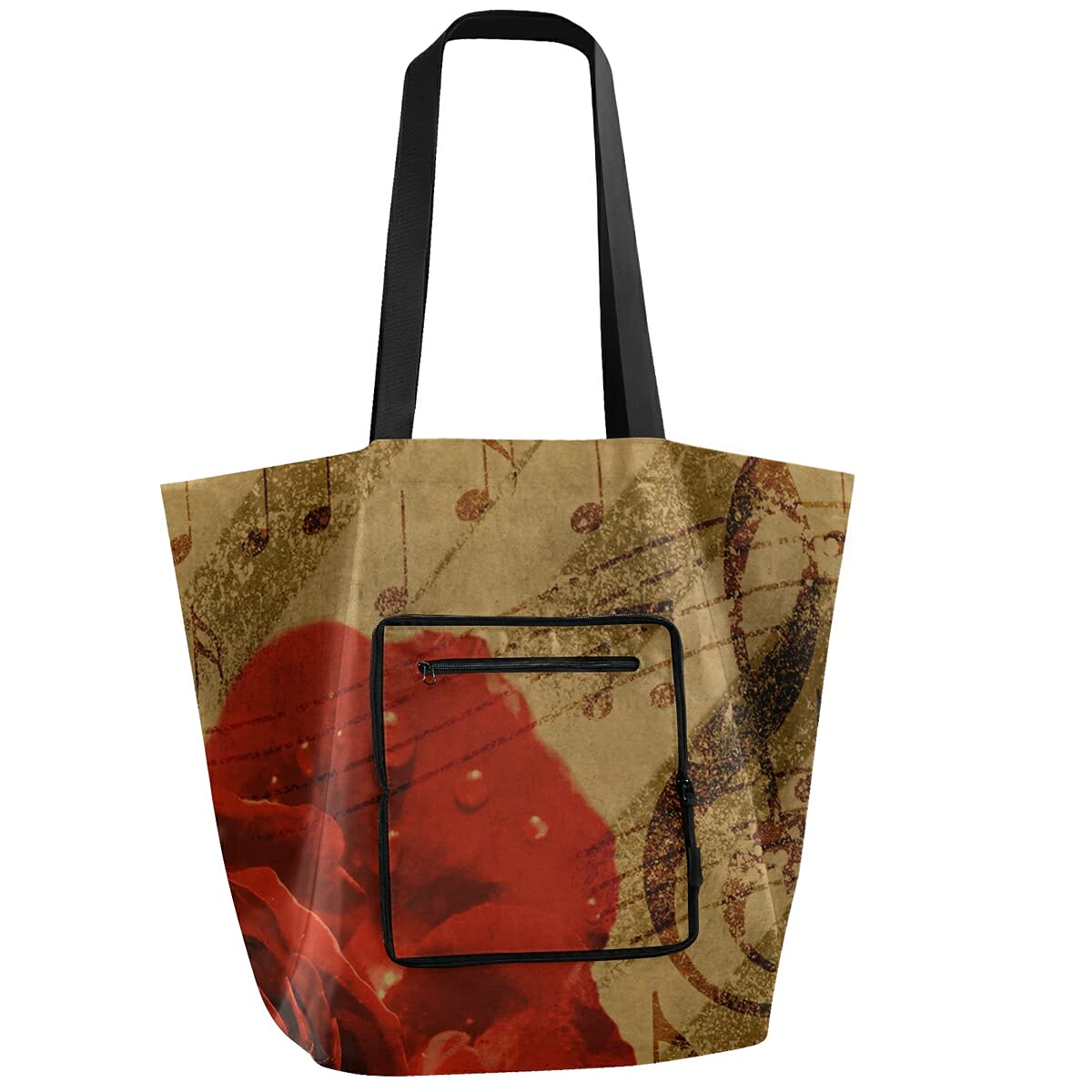 Eco-Friendly Reusable Grocery Tote Bag - Waterproof & Washable Foldable Shopping Bag with Handles for Women | Perfect for Groceries, Gym, Yoga, Dance & Outdoor Activities | Grunge Rose Design