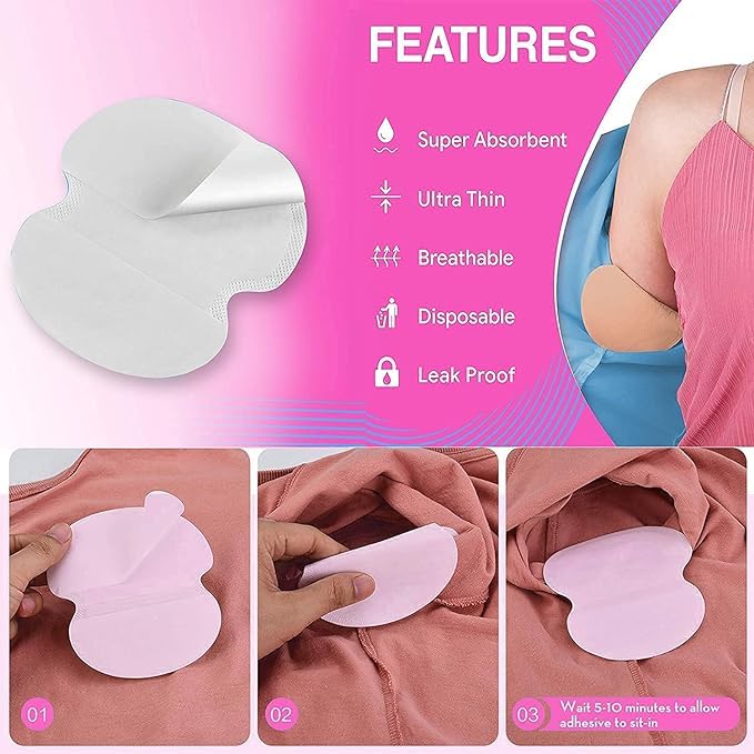 Veniza Disposable Underarm Sweat Pads - Highly Absorbent Cotton Pads for Men & Women | Invisible Shoulder Strap | Anti-Allergic & Antibacterial | Odor Control | Unisex Protection for Workouts, Office & Daily Activities