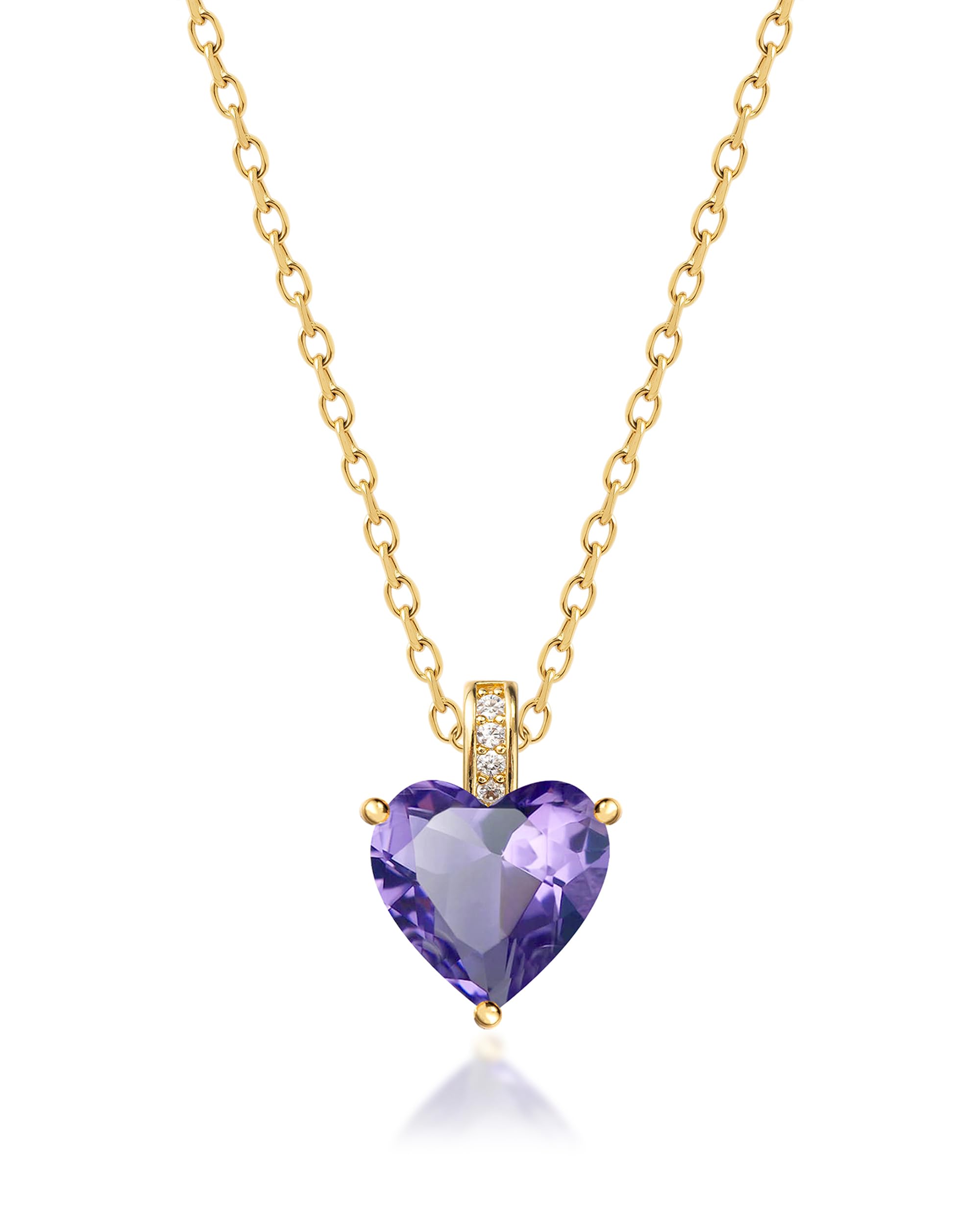 Genuine Birthstone Necklace for Women - Sterling Silver Heart Pendant with Personalized Birthstone, Romantic Birthday Gift for Wife, Girlfriend, Mom | Perfect for Valentine's Day, Anniversary & Special Occasions