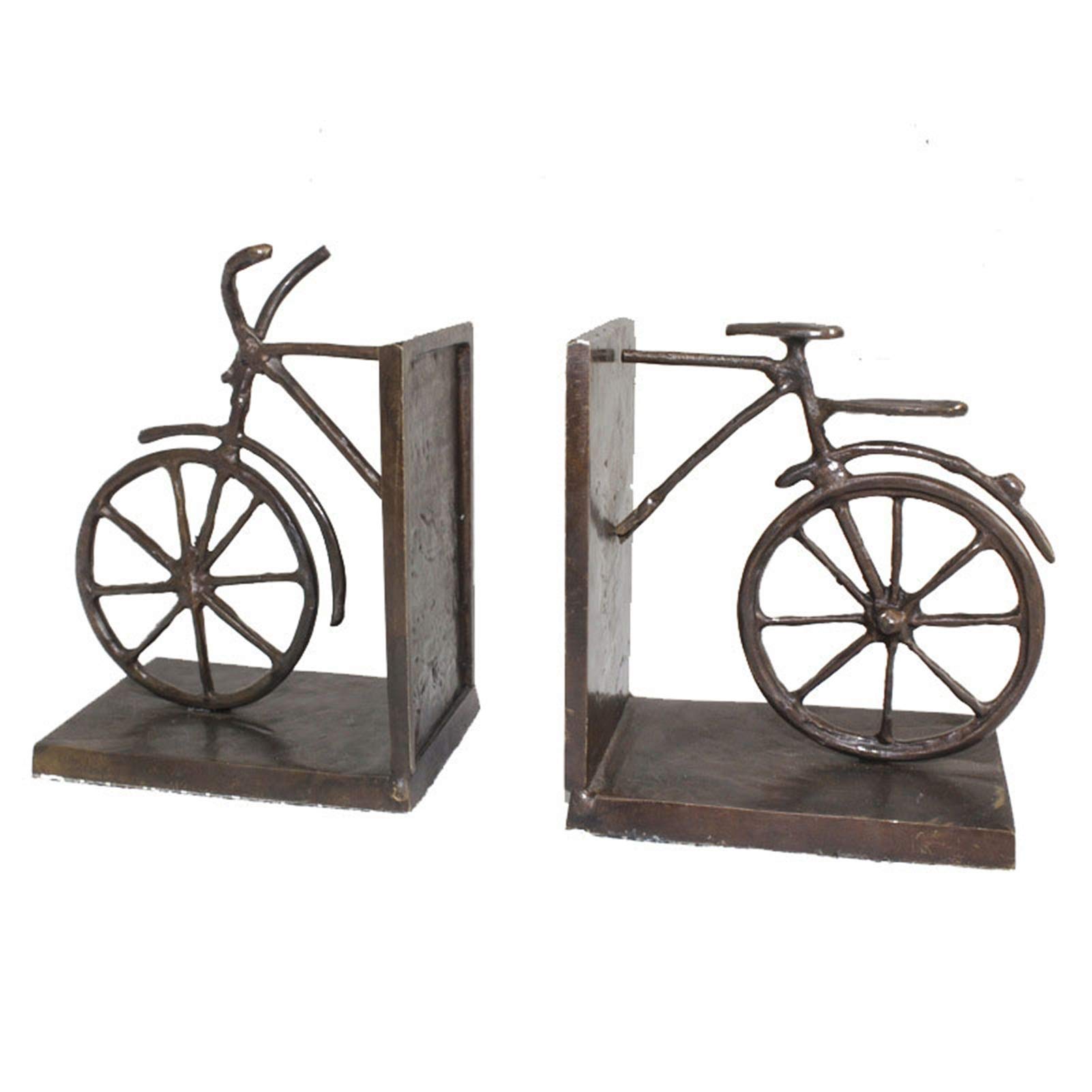 ZLQBHJ Vintage Bicycle Bookends - Heavy Duty Cast Iron Book Holders for Shelves - Decorative Metal Bookend Set for Living Room, Study & Office Decor - Perfect Gift for Book Lovers & Cycling Enthusiasts