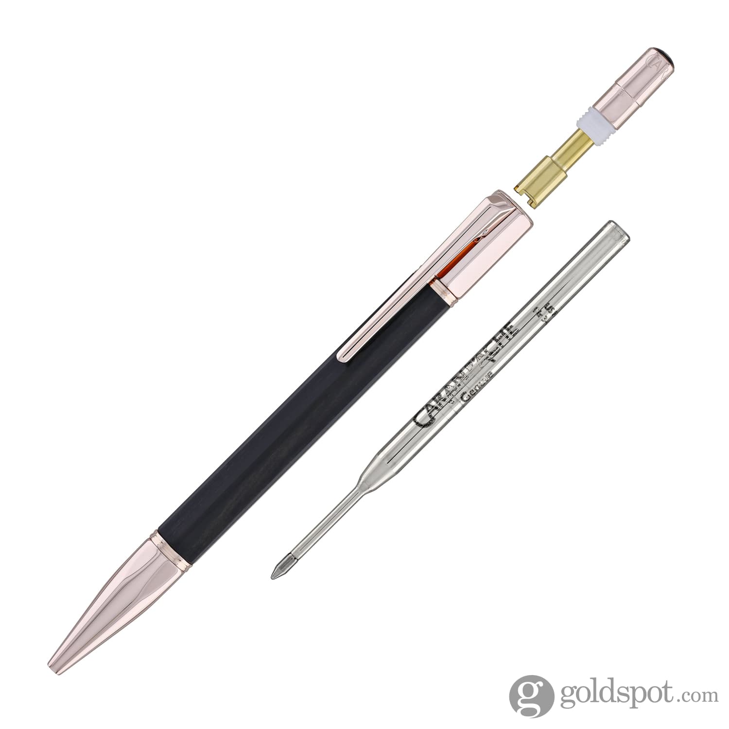 Luxury Caran d'Ache Varius Ebony Wood Ballpoint Pen with Rose Gold Coating - Premium Writing Instrument for Business, Gifting & Collectors