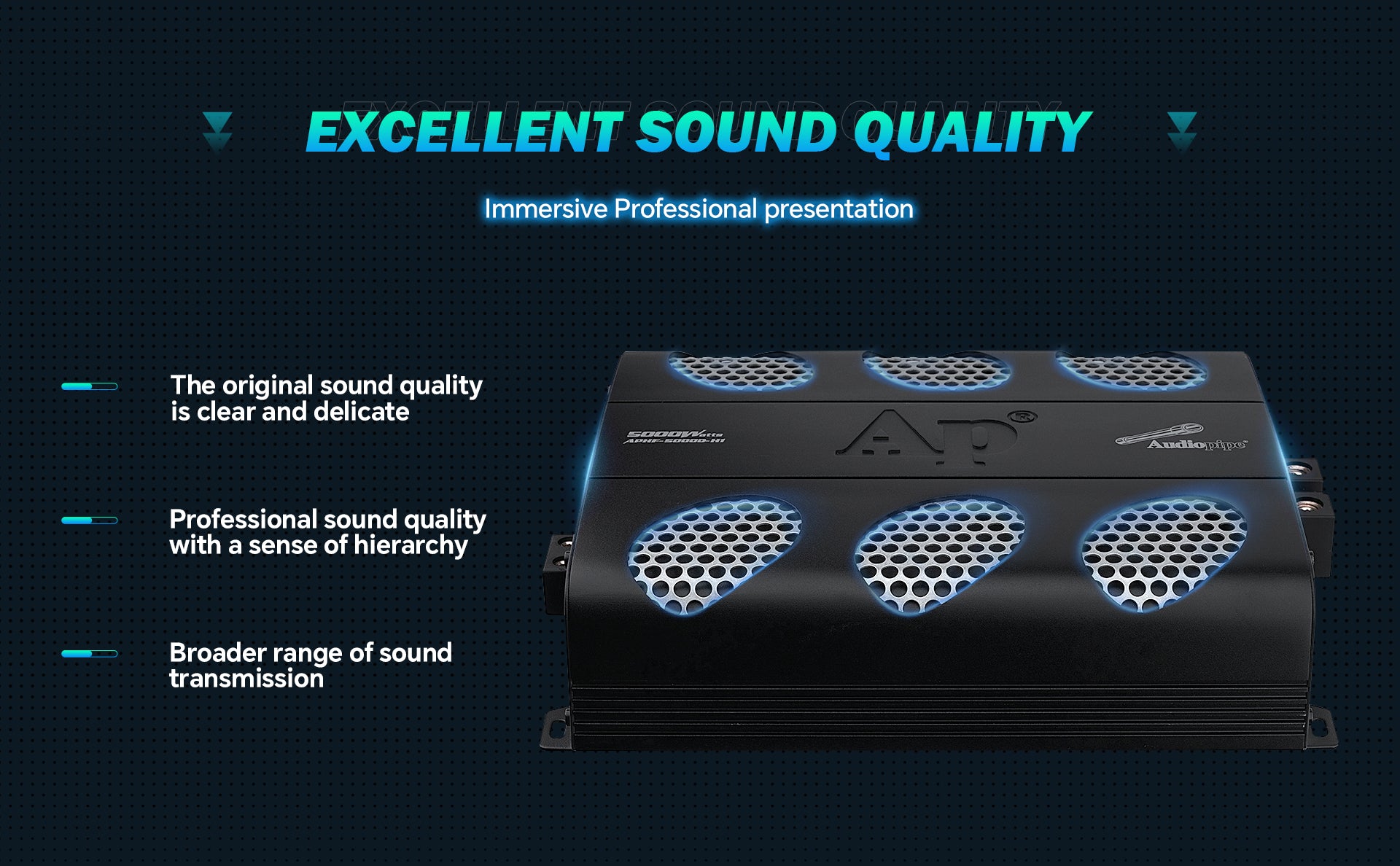 5000W Full Range Class D Mosfet Amplifier (APHF 5000D H2) - High Power Car Audio Amp for Subwoofers & Speakers | Perfect for Car Stereo Systems & Home Theater Setups
