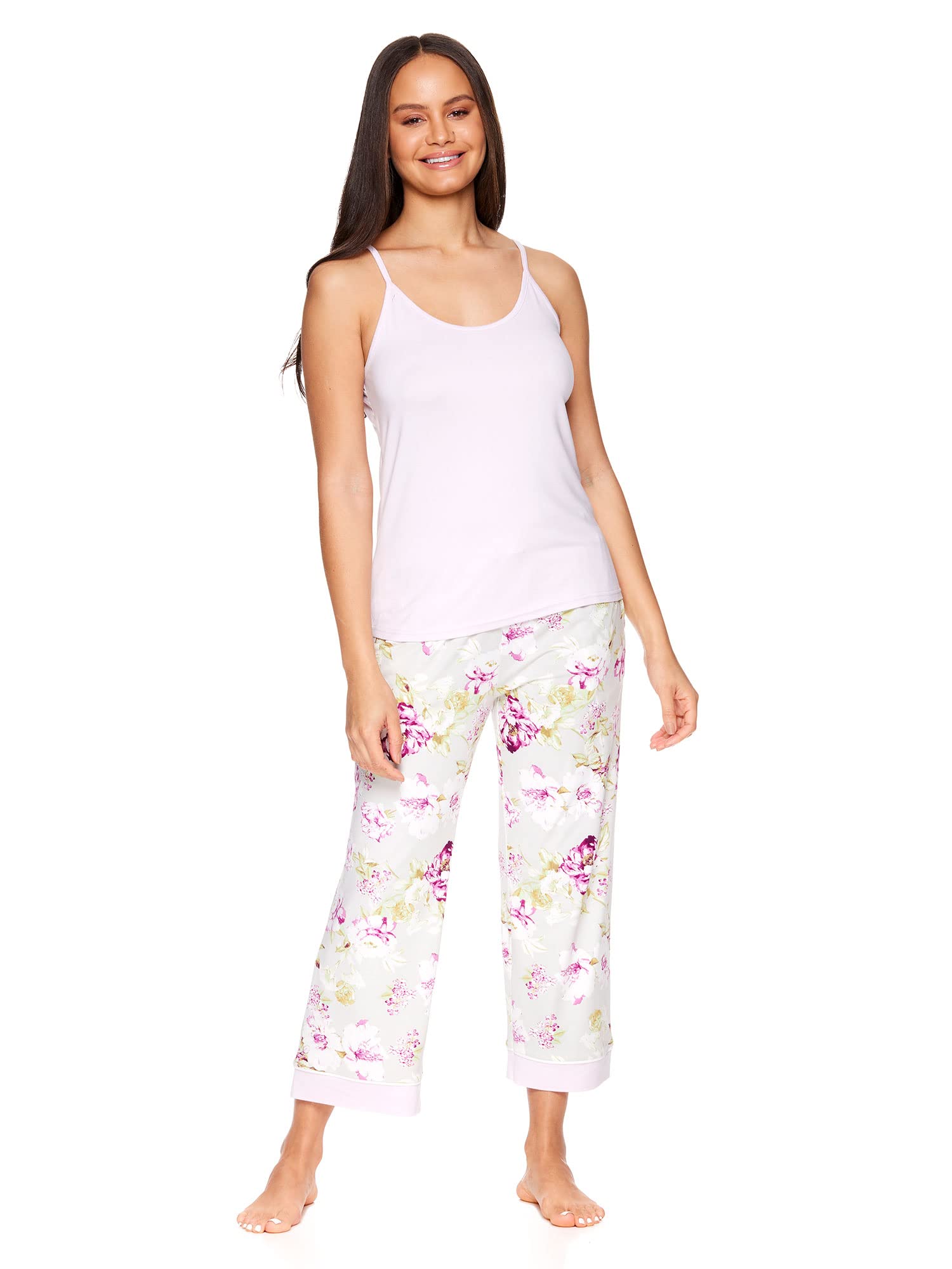Nanette Lepore Women's Lace Trim Printed Pajama Set - Soft Lounge Pajamas with Top & Pants - Perfect for Sleepwear, Relaxing at Home & Gift Giving