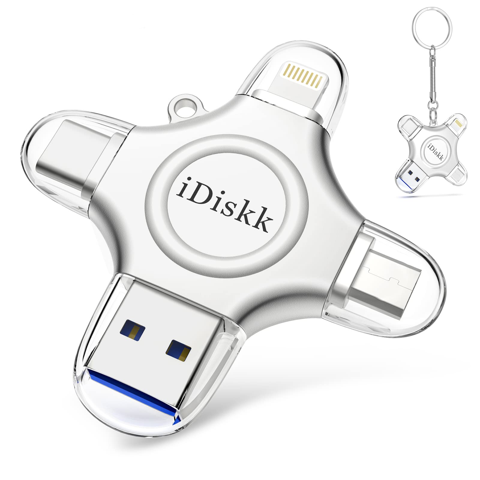 iDiskk 256GB MFi Certified Lightning USB Flash Drive for iPhone - External Storage Memory Stick to Backup Photos, Videos & Files - Compatible with iPhone, USB-C iPad & Android Phones - Perfect for Travel, Work & School Data Backup