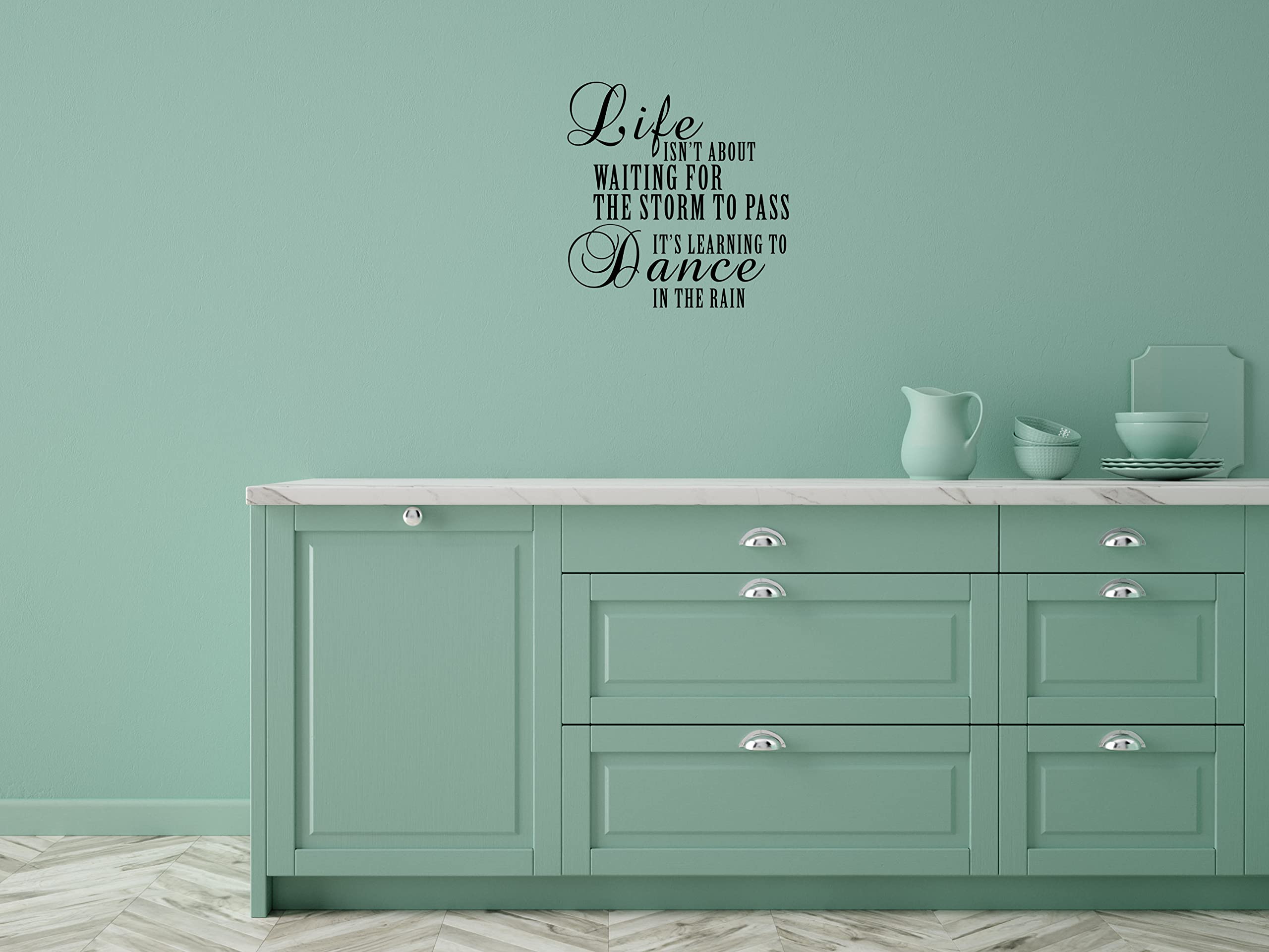 Inspirational Vinyl Wall Decal Quote - 'Life Isn't About Waiting For The Storm To Pass, It's Learning To Dance In The Rain' - Motivational Home & Office Decor - Perfect for Living Room, Bedroom or Nursery Wall Art