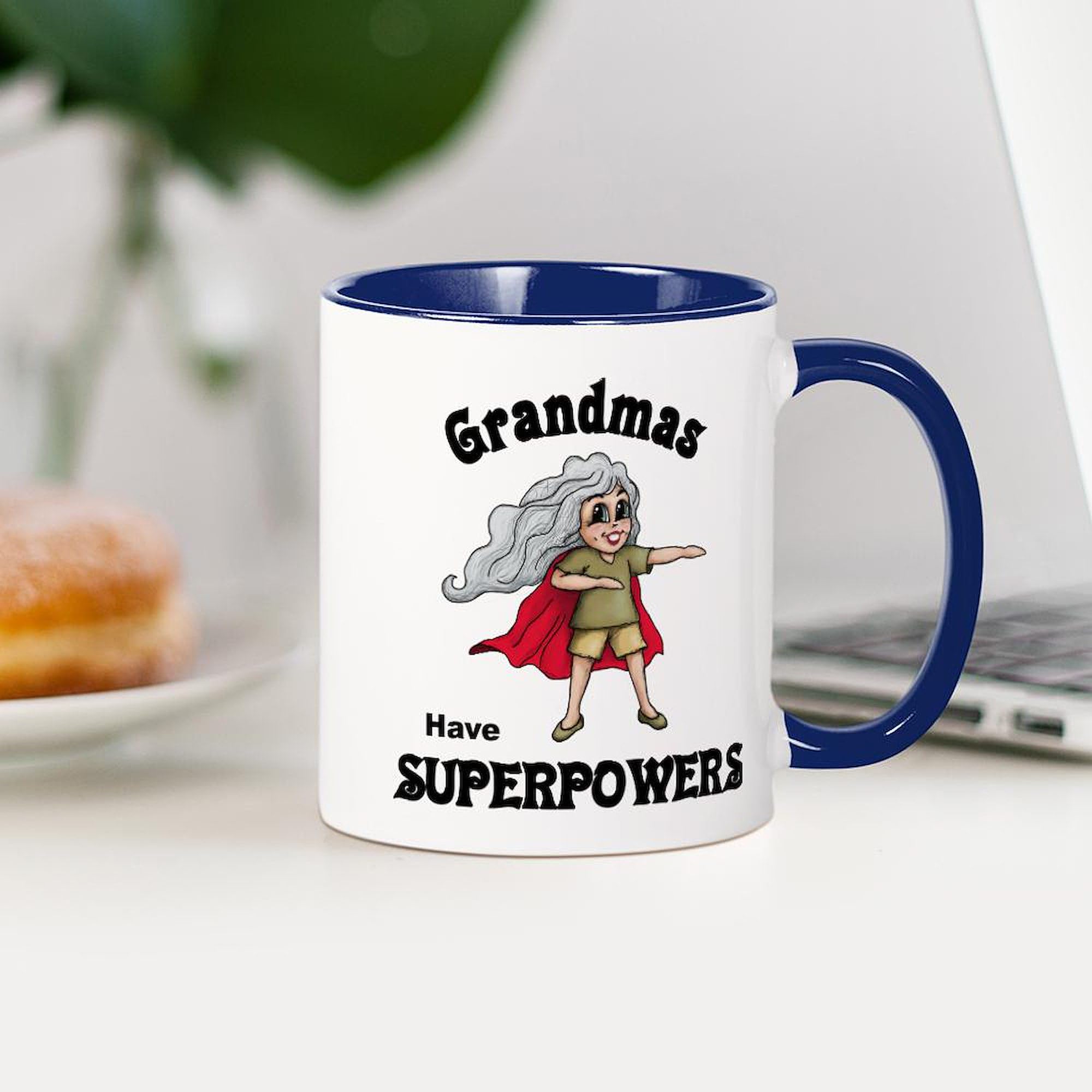 Grandma Superpowers 11 oz (325 ml) Ceramic Coffee Mug - Funny Gift for Grandmothers, Mothers Day, Birthday - Perfect for Tea, Hot Chocolate & Office Use