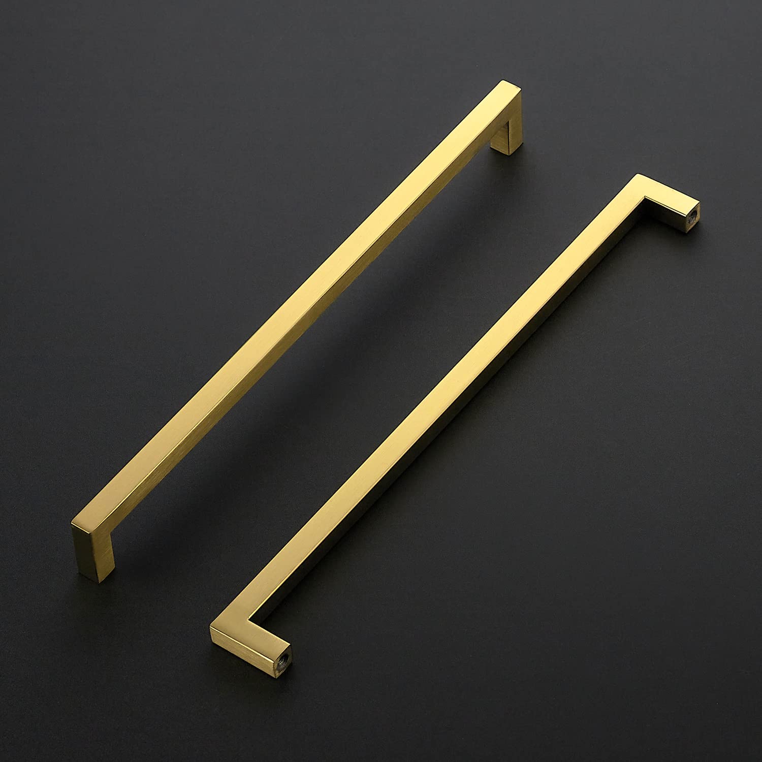 Ravinte 10 Pack 11-1/3 Inch Square Cabinet Pulls - Brushed Brass Kitchen Cabinet Handles & Gold Drawer Pulls Hardware (Includes Screwdriver) - Perfect for Modern Kitchen & Bathroom Cabinets, Dressers, and Furniture Upgrades