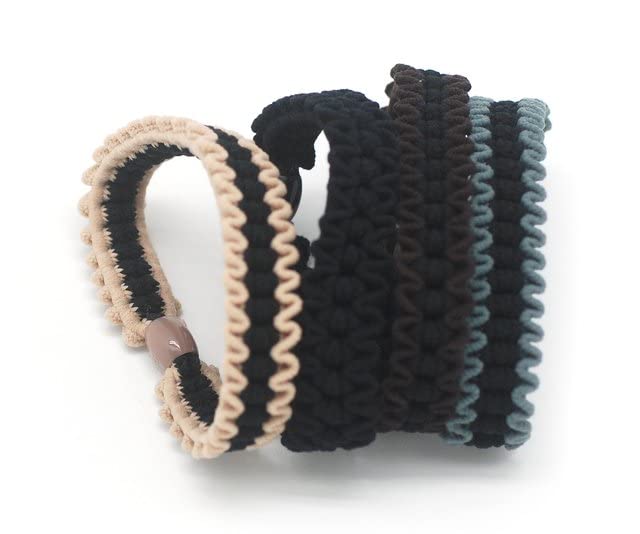 Basicare Ponytail & Ball Connector - No Metal Hair Elastics, Soft Elastic Hair Bands for Thick, Curly & Straight Hair - Ponytail Holders for Women & Girls (Pack of 4) - Perfect for Workouts, School & Everyday Styling