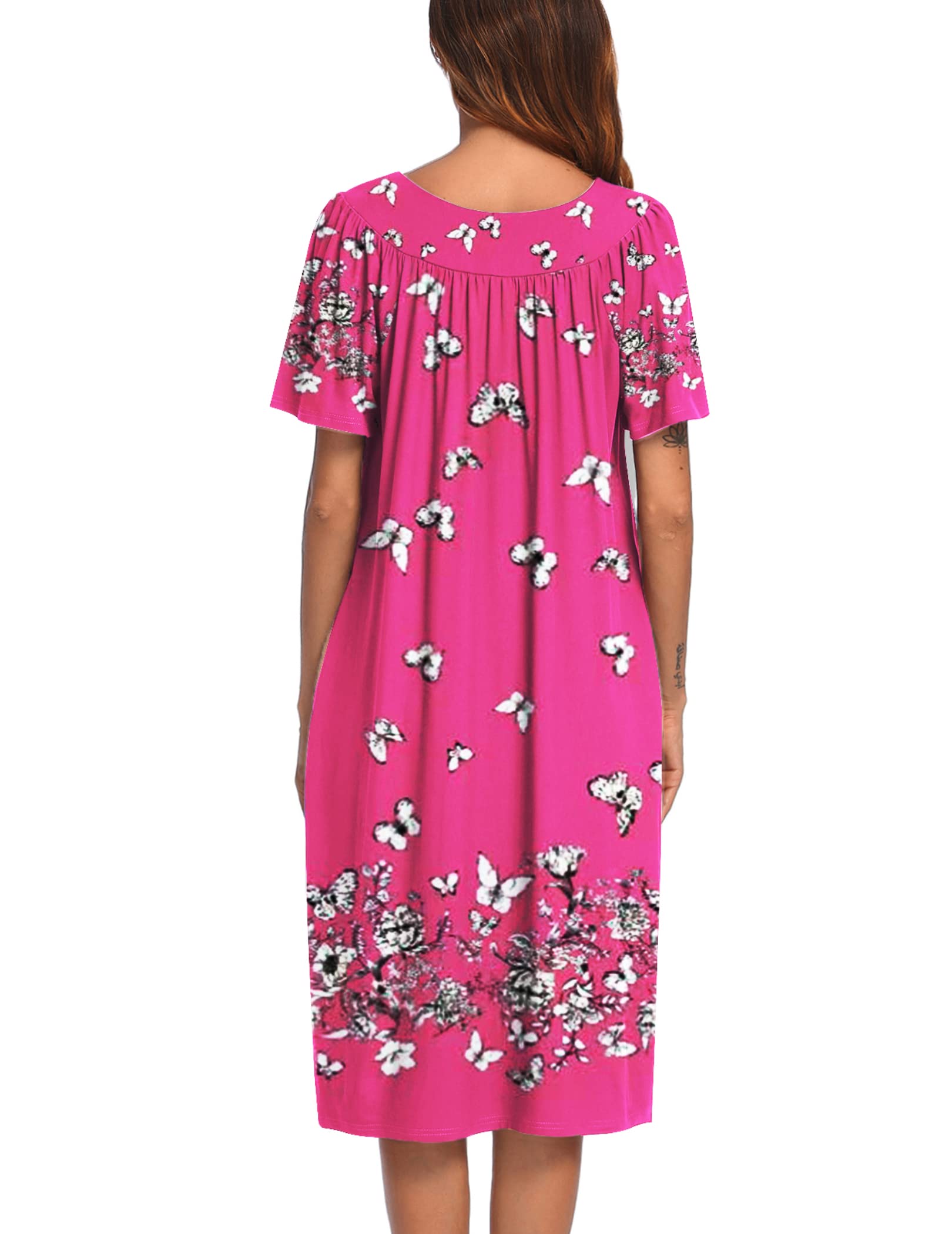 Ekouaer Women's Comfortable House Dress with Pockets - Soft Lounge Dress for Home, Morning Coffee & Relaxing Evenings