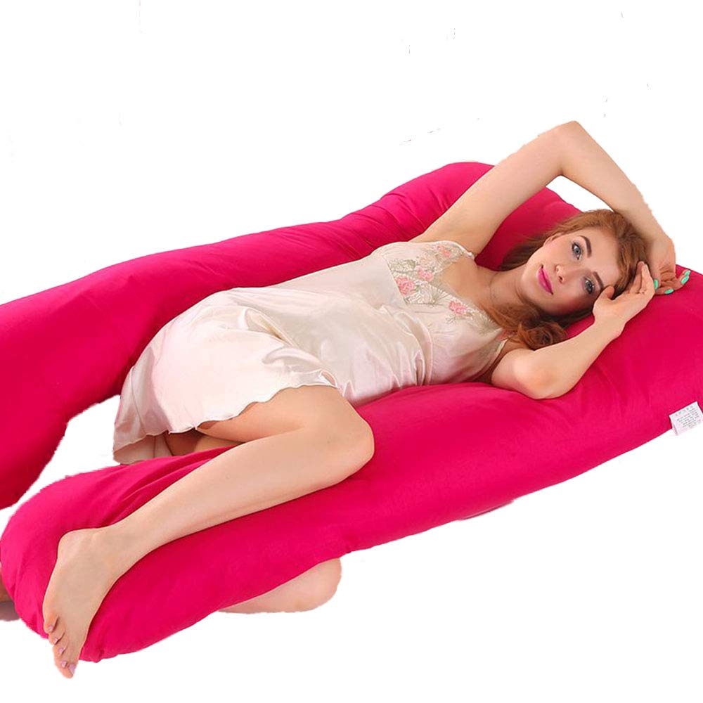 **Pregnancy Body Pillow for Women - U-Shaped Full Body Maternity Pillow for Comfort & Support - Removable & Washable 100% Cotton Cover - Ideal for Sleeping, Nursing & Relaxation (110x60cm, Red)**    *(Perfect for Pregnant Women Seeking Comfort During Sleep, Breastfeeding, or Lounging at Home)*