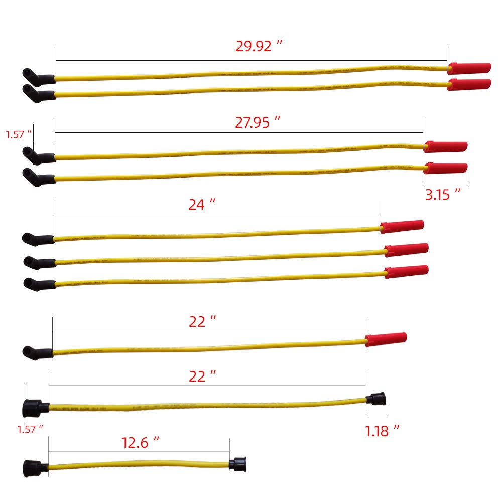 MAS Performance HEI Ignition Distributor Kit with Cap, Rotor & Spark Plug Wires - Compatible with Ford 351 400 460 Engines (65000 Volt Coil, KA-1046013, PE332U, JM6506BL) - High Performance Red HEI Upgrade for Classic Cars & Hot Rods