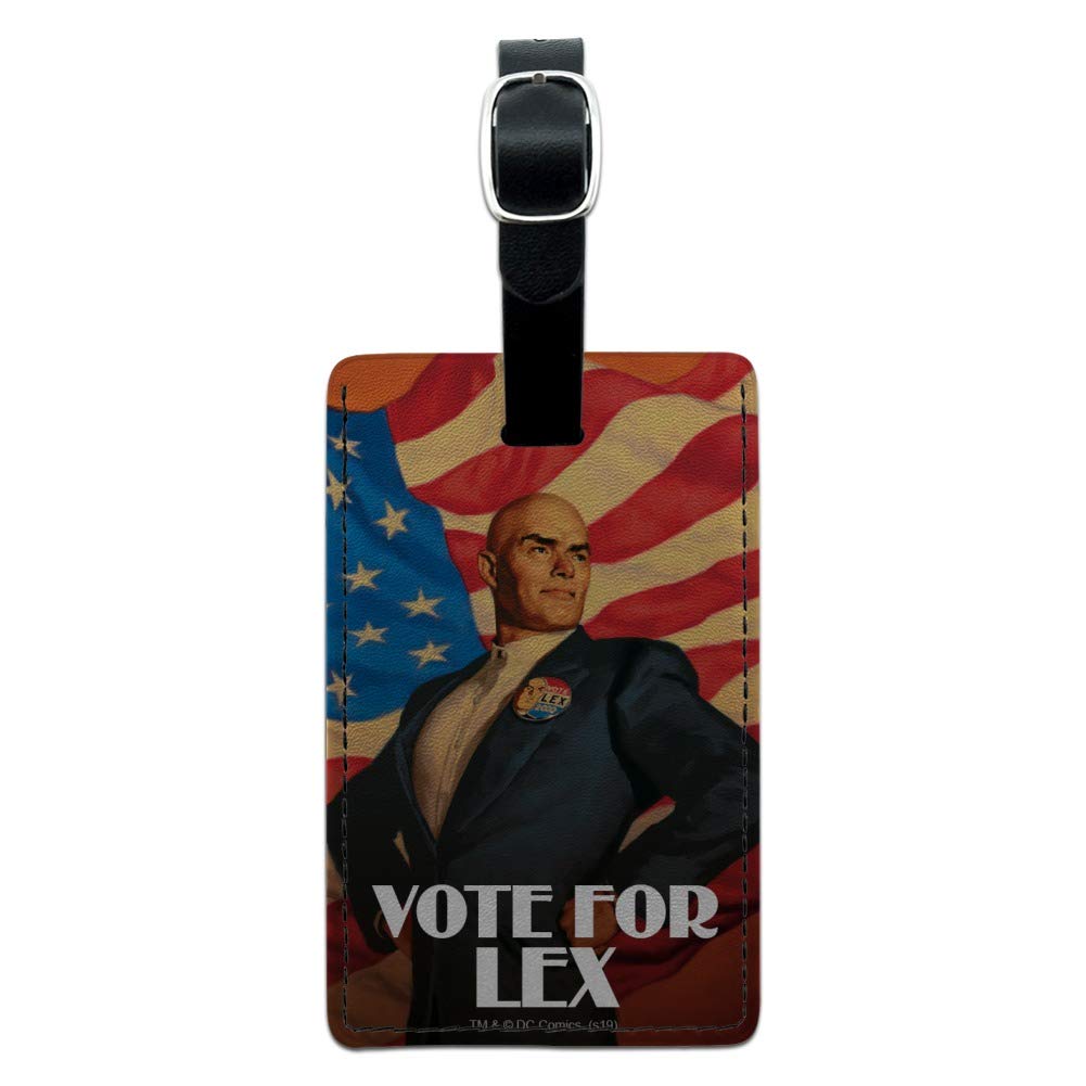 Superman Vote for Lex Rectangle Leather Luggage Tag - Durable Carry-On ID Tag for Suitcases & Travel Bags - Perfect for Business Trips, Vacations & Air Travel
