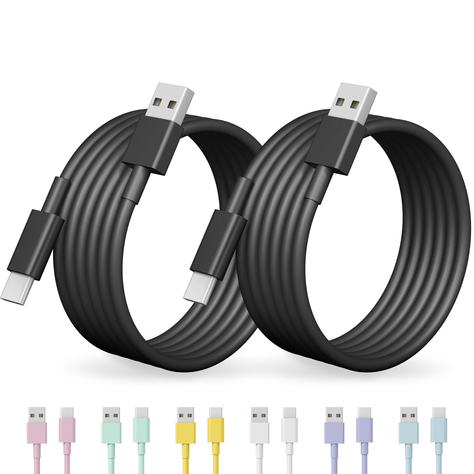 2-Pack 5FT USB C to USB A Fast Charging Cable for iPhone 16/15 Series & iPad Air - CarPlay Compatible, Durable Car Charger Cord for Road Trips & Daily Commuting
