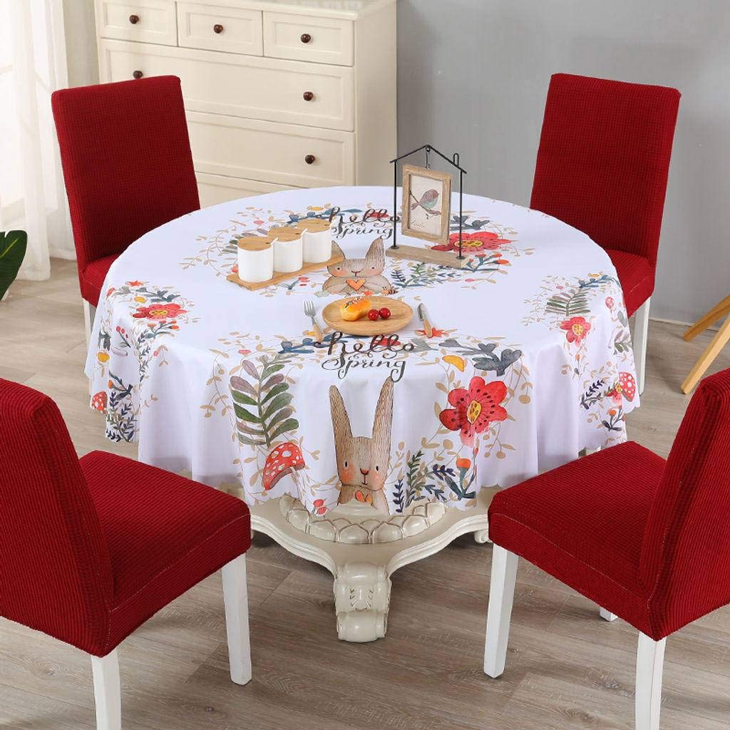 Modern Round PVC Tablecloth - Waterproof, Oil-Proof & Heat-Resistant Plastic Table Cover for Indoor/Outdoor Use - 79 Inch (200cm) Round Table Protector for Holiday Parties, Dining, Picnics & Events