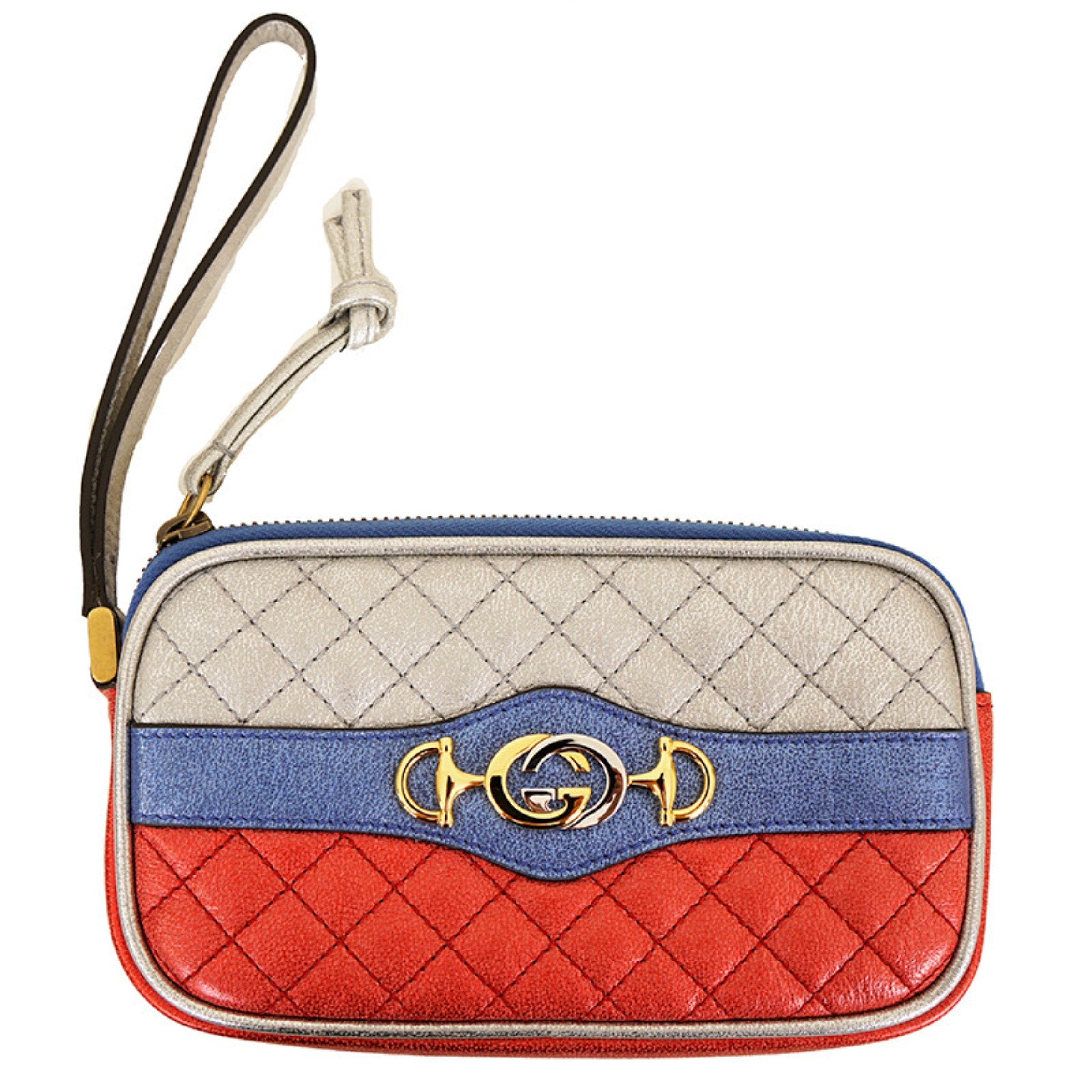 Gucci Zumi Clutch Bag in Metallic Red & Silver - Luxury Evening Clutch for Women | Perfect for Parties, Weddings & Special Occasions