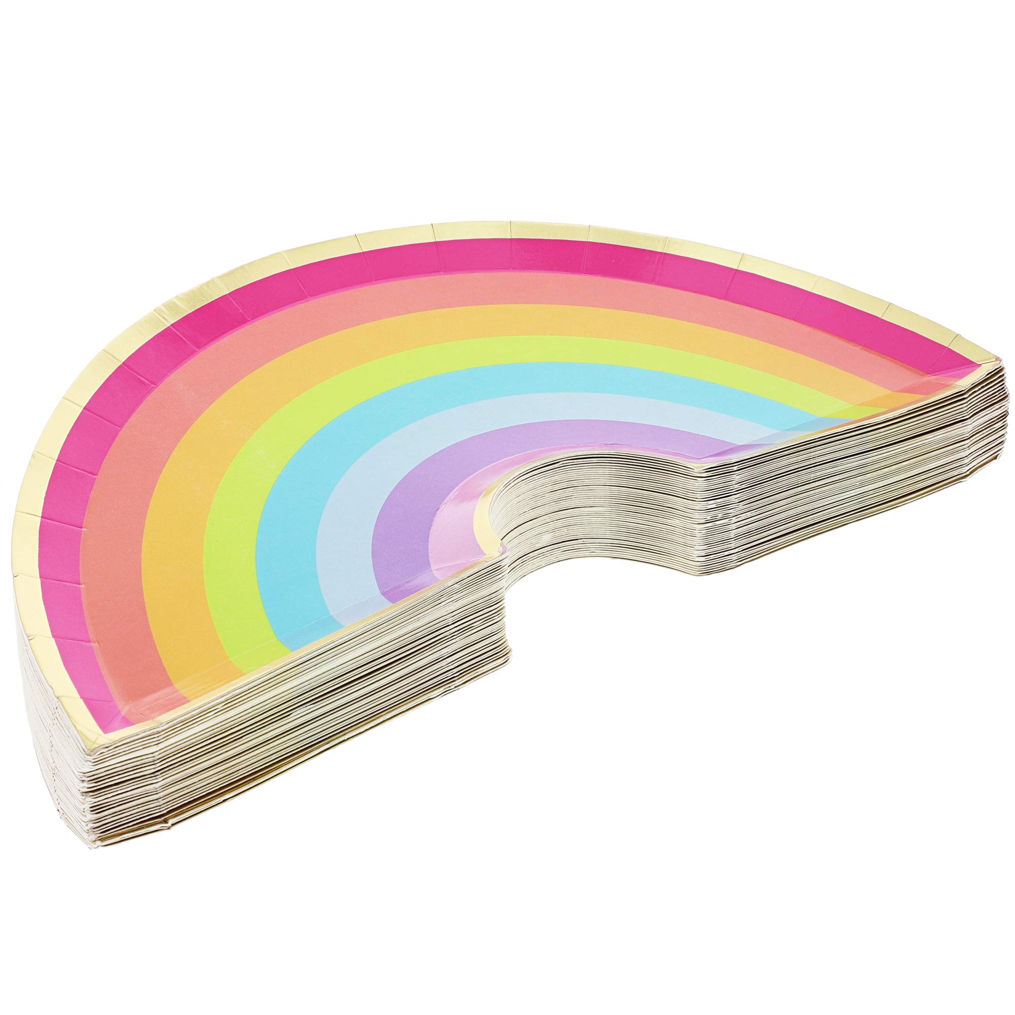 BLUE PANDA Unicorn Party Supplies - 48 Pack Rainbow Plates (10 x 5.5 Inches) for Birthday, Baby Shower & Themed Celebrations