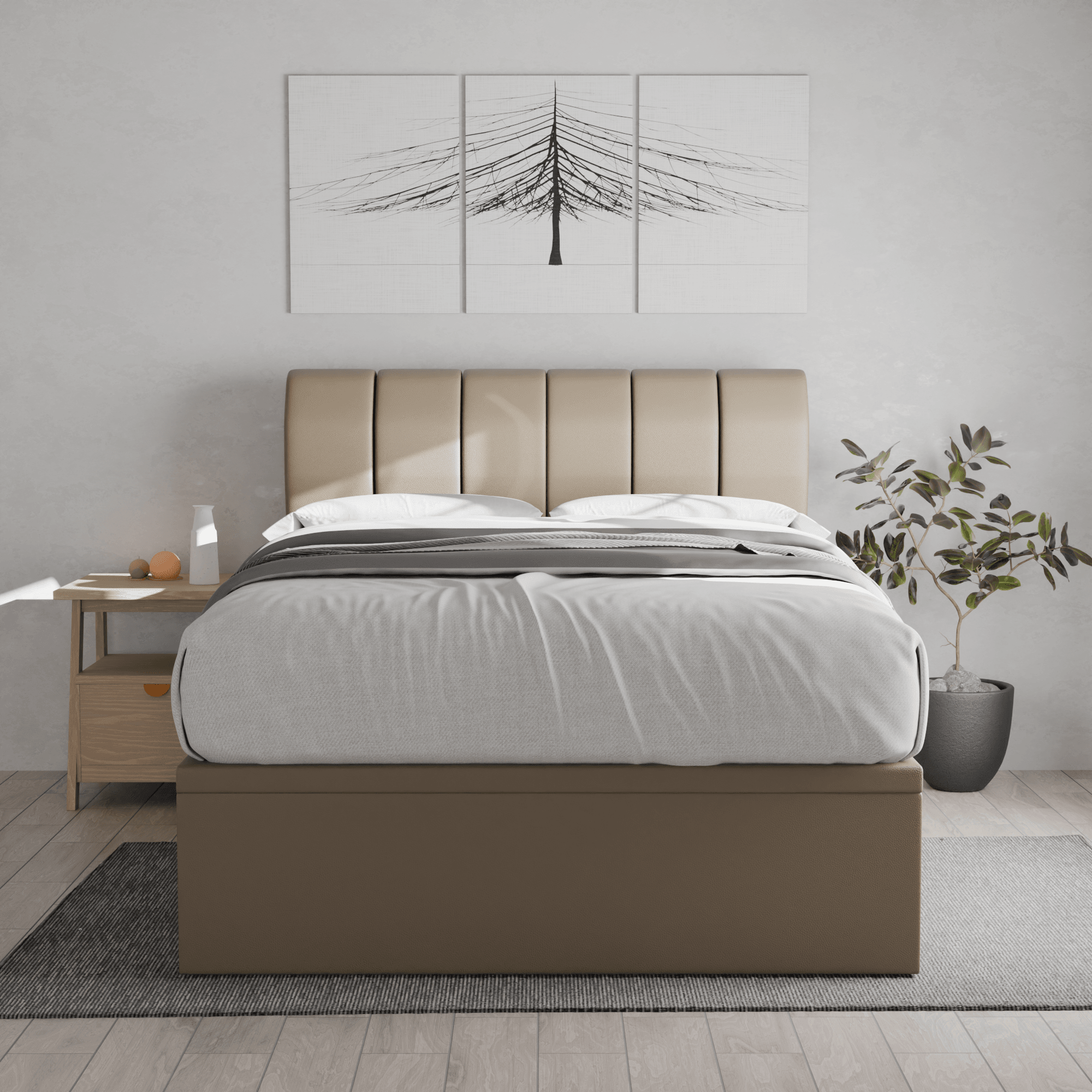 Kazura Faux Leather Upholstered Storage Bed with Hydraulic Lift - Queen Size Platform Bed Frame with Underbed Storage for Small Spaces, Bedroom Furniture for Modern Home Decor