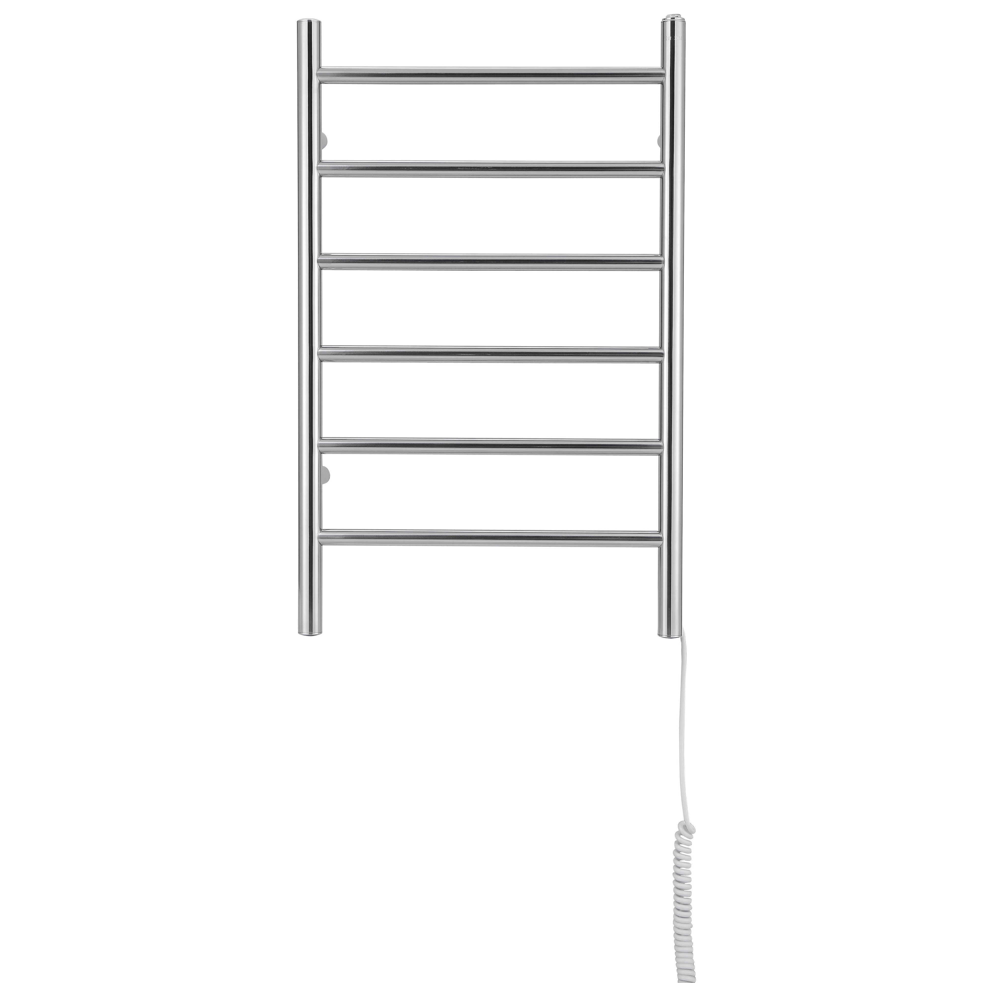 Premium 6-Bar Hardwired & Plug-in Towel Warmer - Polished Stainless Steel - Fast Heating Bathroom Luxury for Spa, Hotel & Home Use