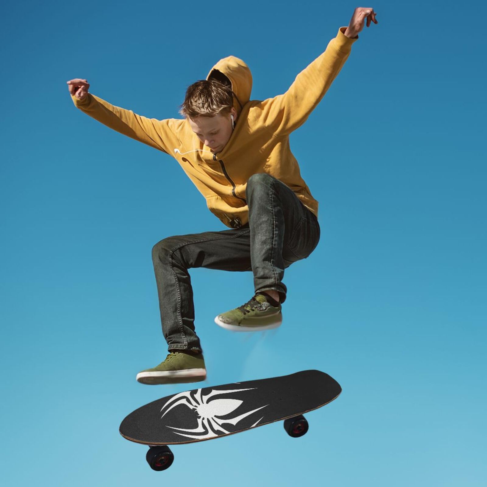 White Spider Non-Slip Skateboard Grip Tape 33x9 Inch - Durable Scooter & Longboard Grip Sheet, Sandpaper for Rollerboard - Perfect for Skateboarding, Scootering, and Longboarding