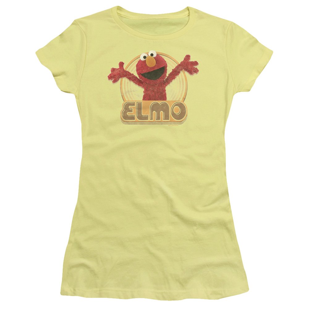 Sesame Street Elmo Iron-On Juniors' Sheer Fitted T-Shirt for Kids | Official Licensed Apparel | Perfect for Birthday Parties, Halloween Costumes & Everyday Wear