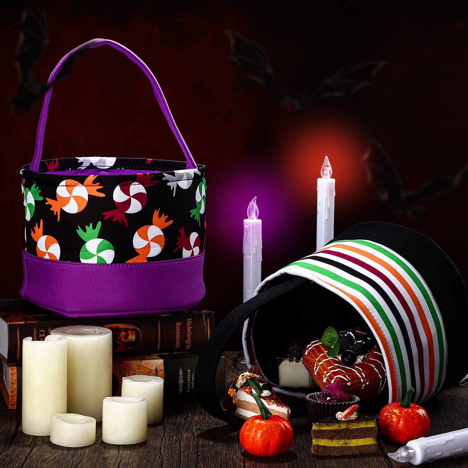 Kajaia 3-Piece Halloween Pumpkin Candy Buckets for Kids - Trick or Treat Bags, Halloween Party Favors & Goodie Baskets for Candy Collection & Festive Decorations