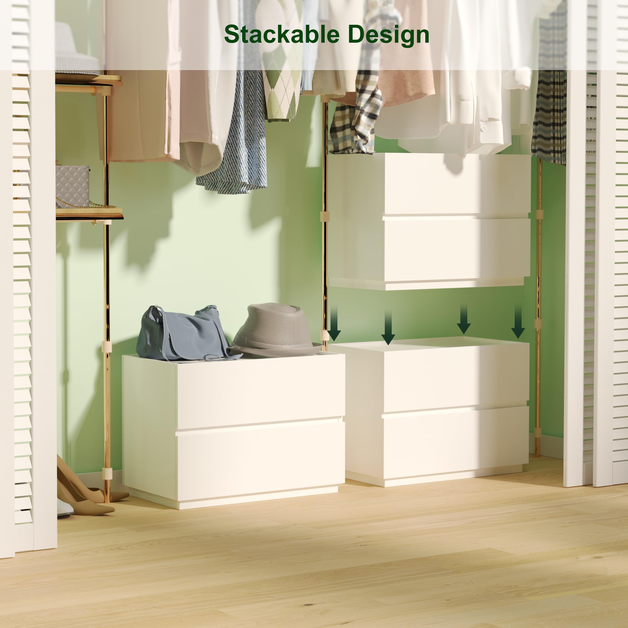 Woodtalks Stackable 2-Drawer Dresser - White 23.6